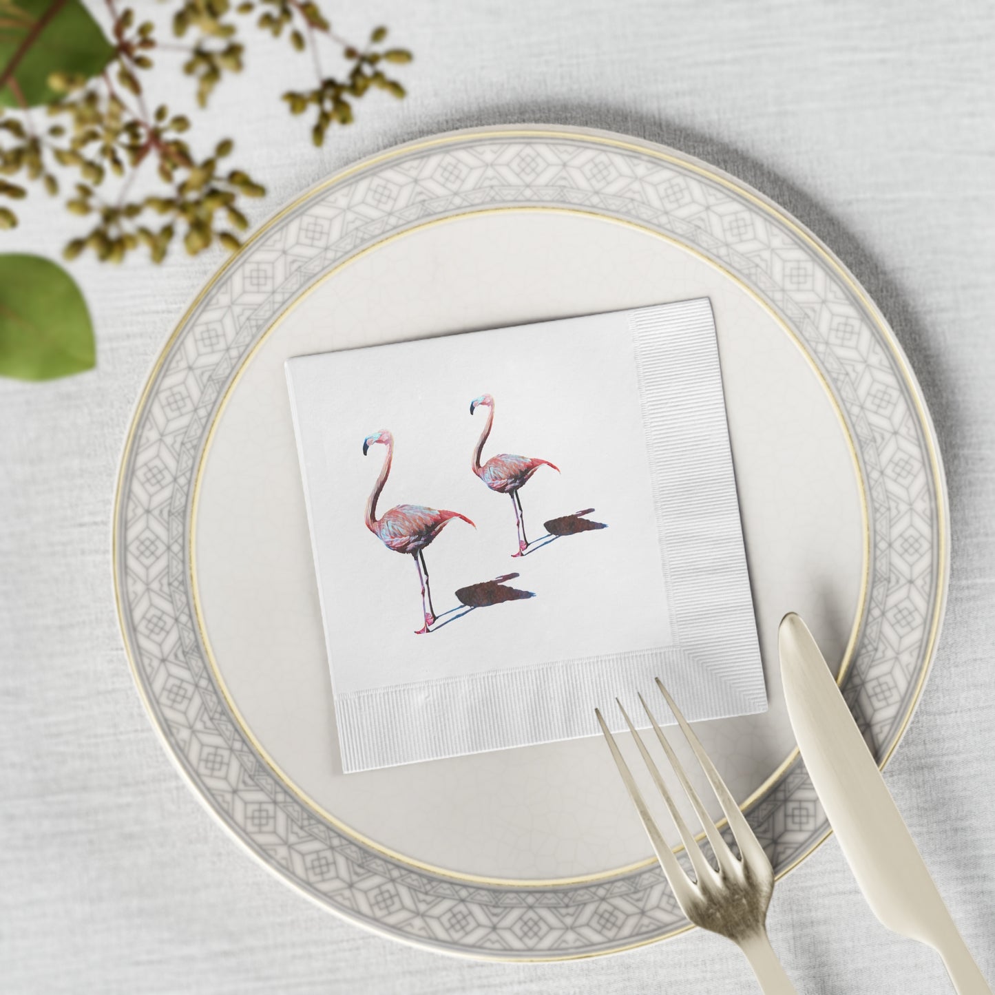 White Coined Napkins, Flamingo, Beachwalker Club Collection
