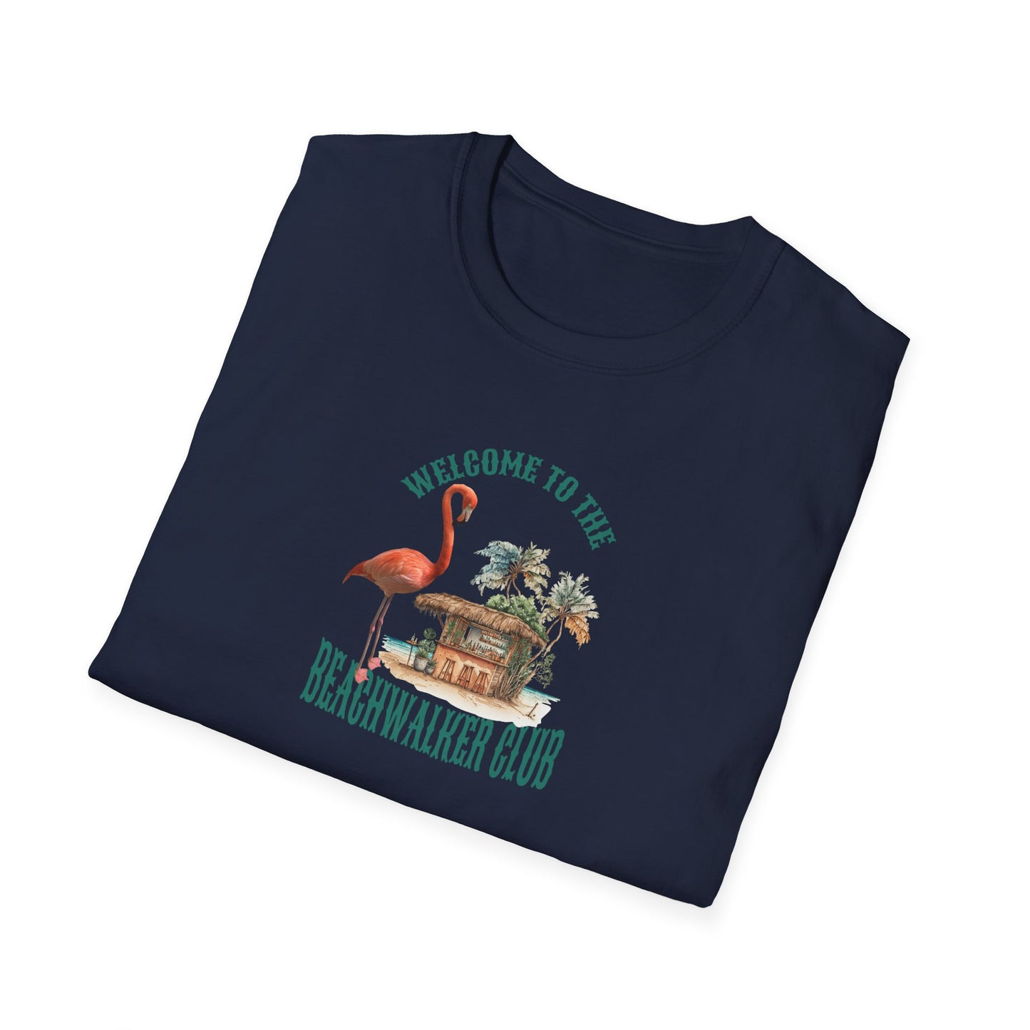 Flamingo Beachwalker Unisex Softstyle T-Shirt, Salt Life & Sunsets Design, Gift Idea, Souvenir, Stylish Tee, Beachwalker Club Collection