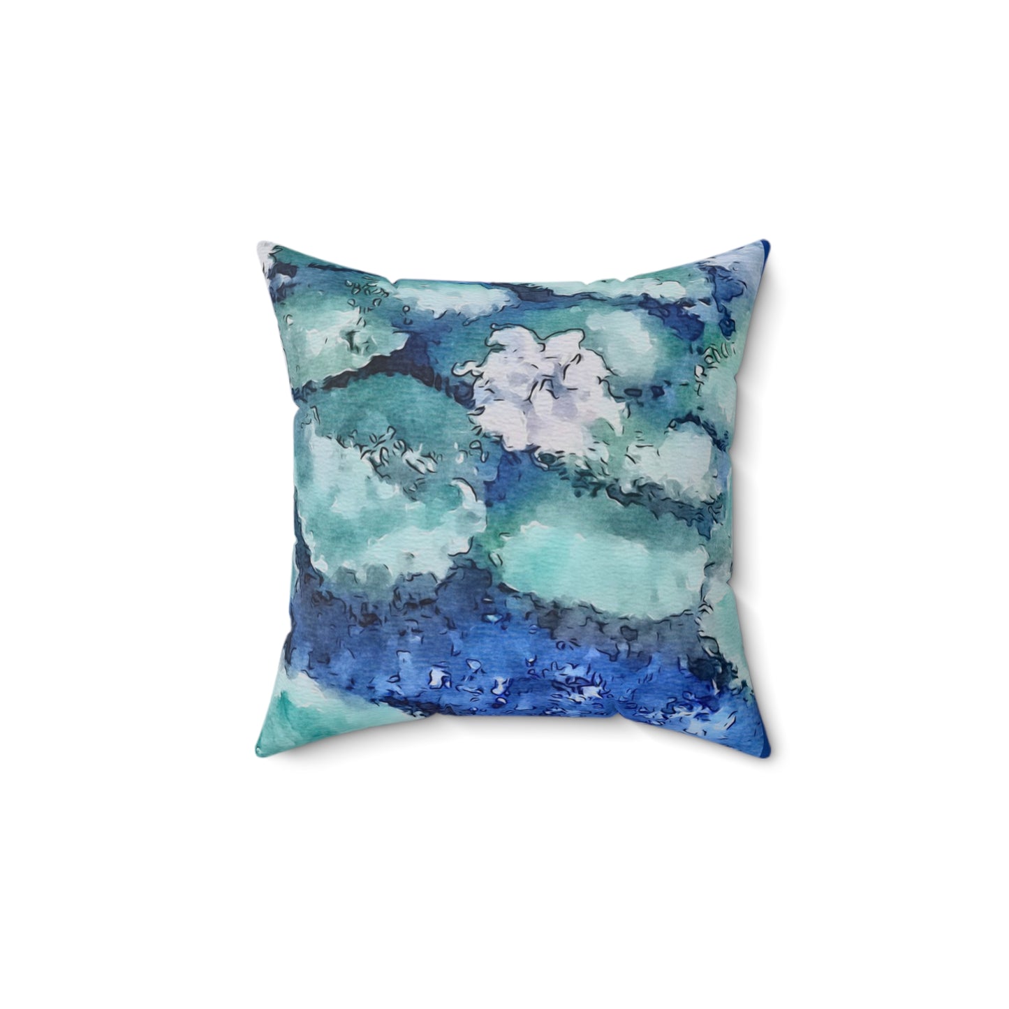 Spun Polyester Square Pillow, Water Lilies, FrediFreds Home Collection