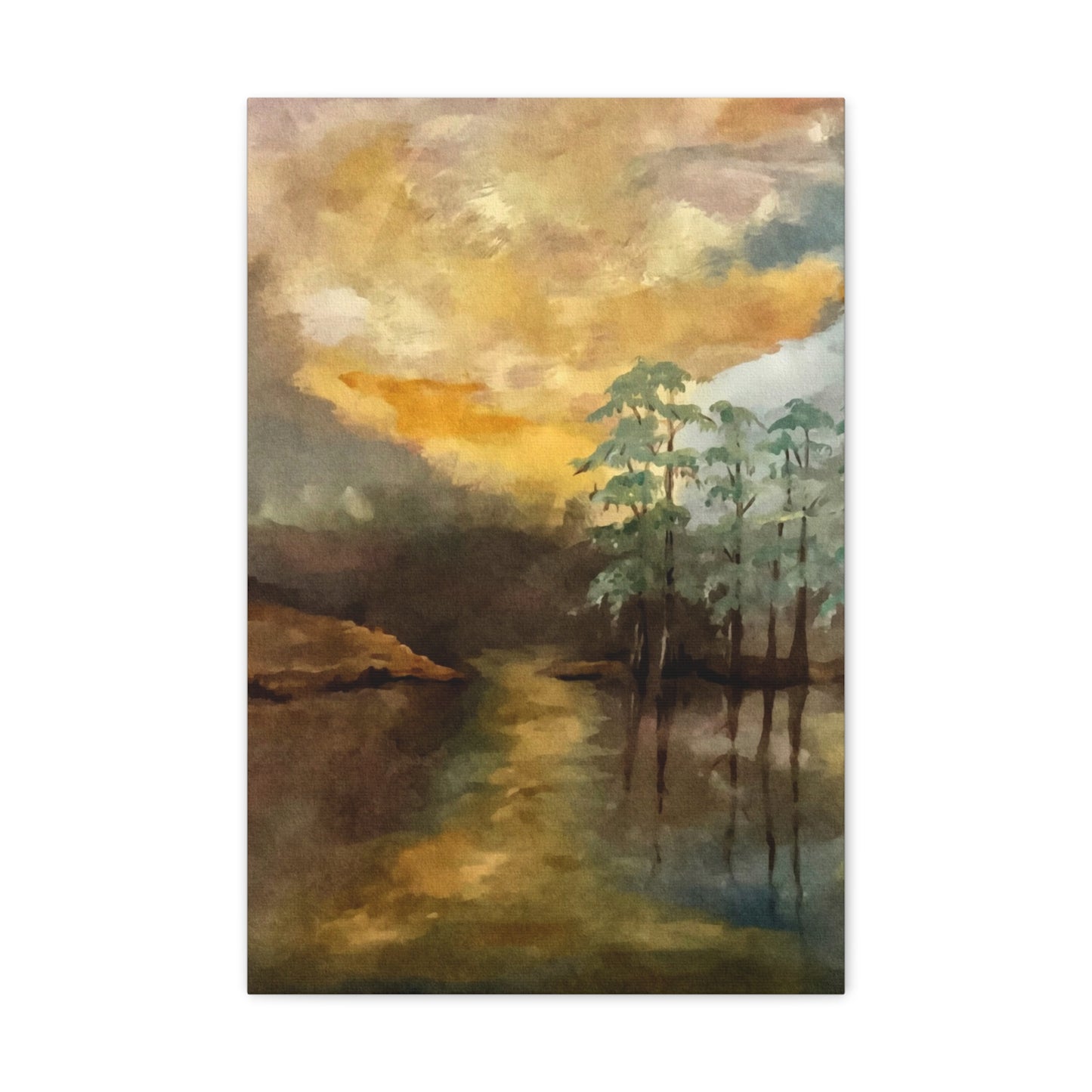 Canvas Gallery Wraps, Moon Lake Watercolor, FrediFreds Home Collection
