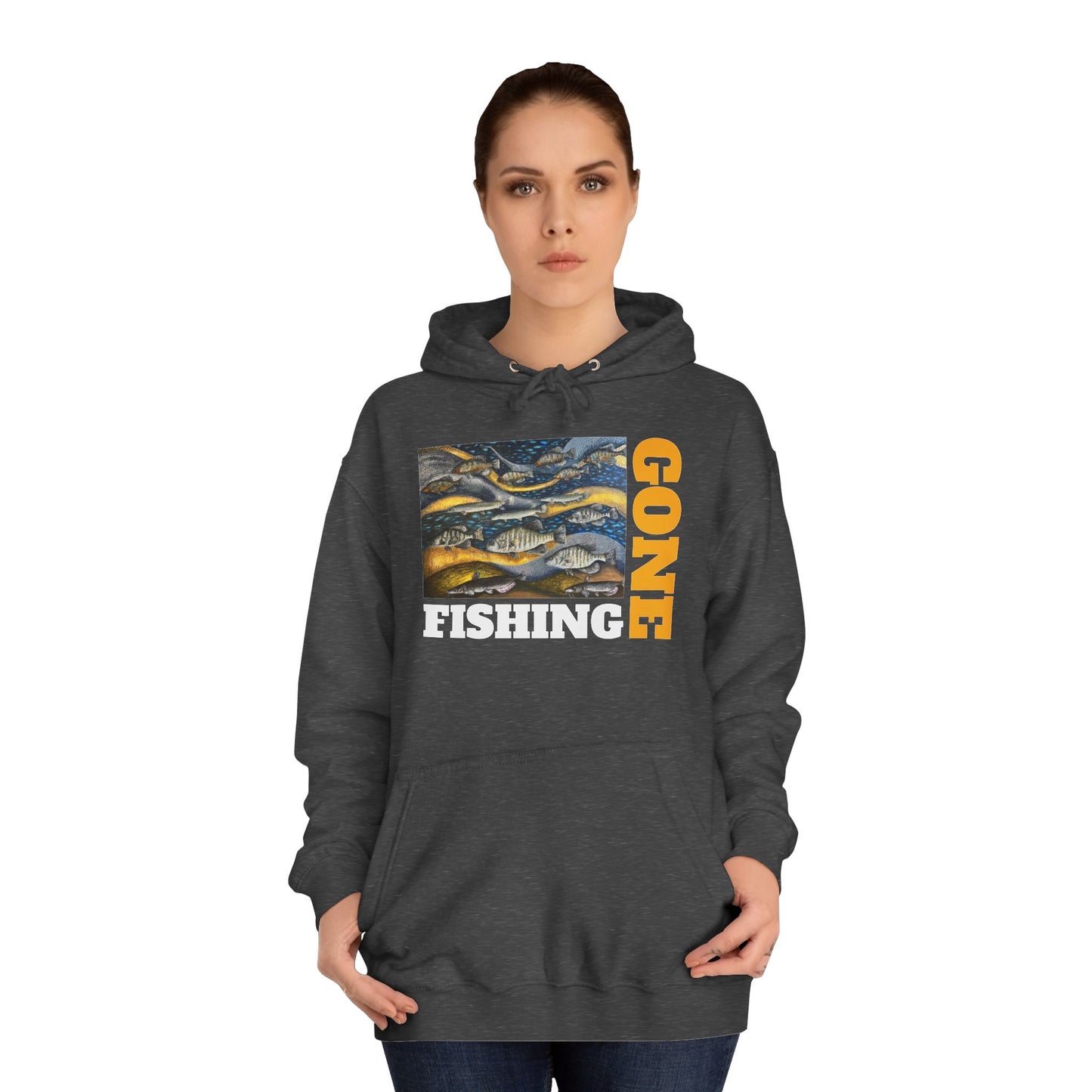 Unisex College Hoodie, Gone Fishing, FrediFreds Home Collection
