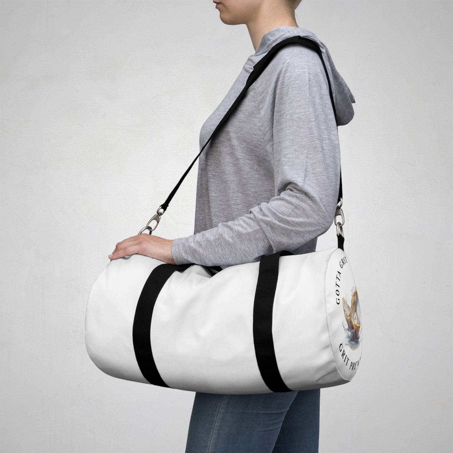 Duffel Bag With Print Design "Grit Prevails", Gotta Grit Through it Collection