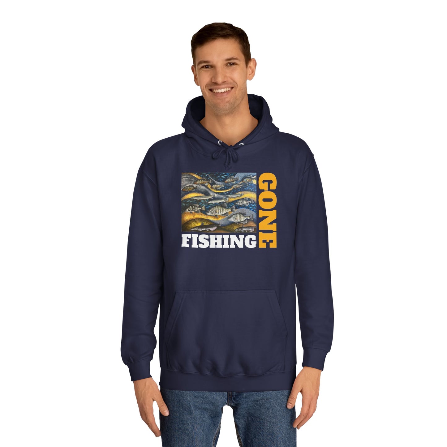 Unisex College Hoodie, Gone Fishing, FrediFreds Home Collection
