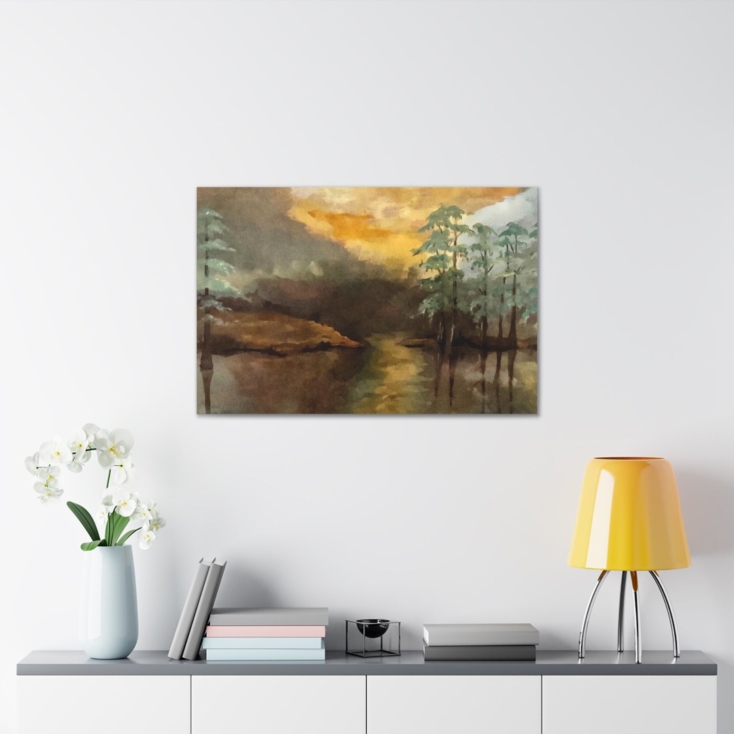 Canvas Gallery Wraps, Moon Lake Watercolor, FrediFreds Home Collection