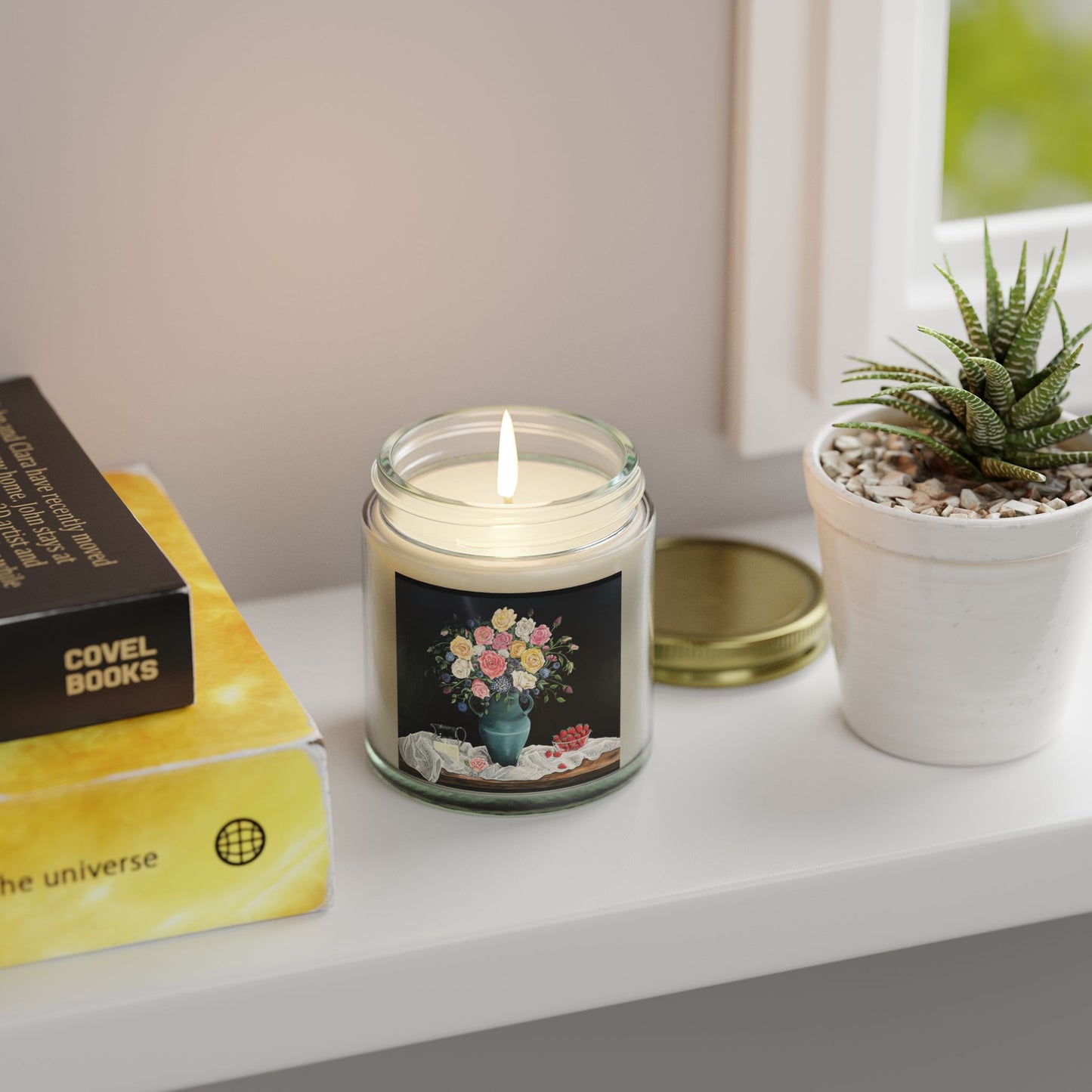 Scented Candles, Coconut Apricot Wax (4oz, 9oz), Strawberries and Lace, Art, FrediFreds Home Collection