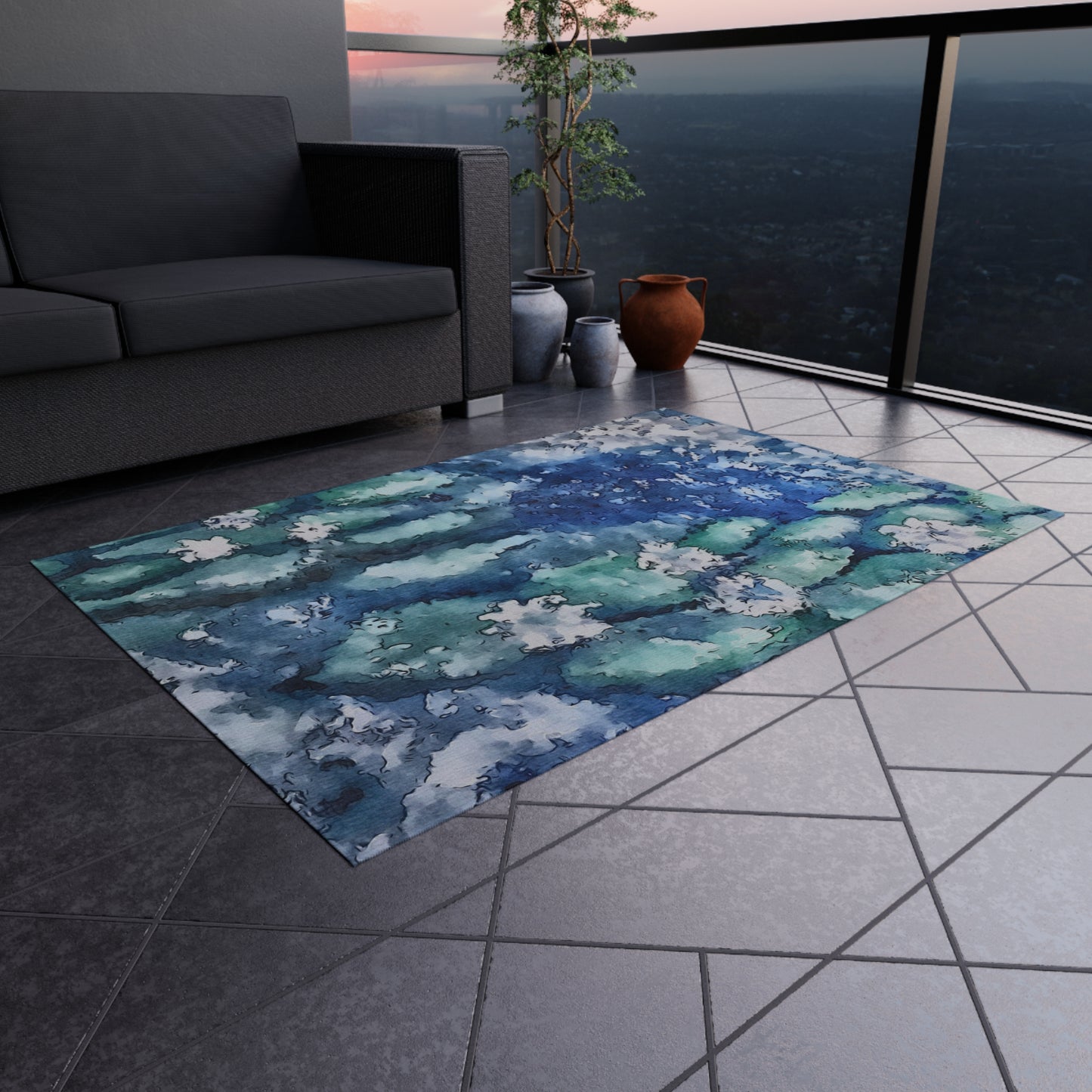 Outdoor Rug, Water Lilies, FrediFreds Home Collection