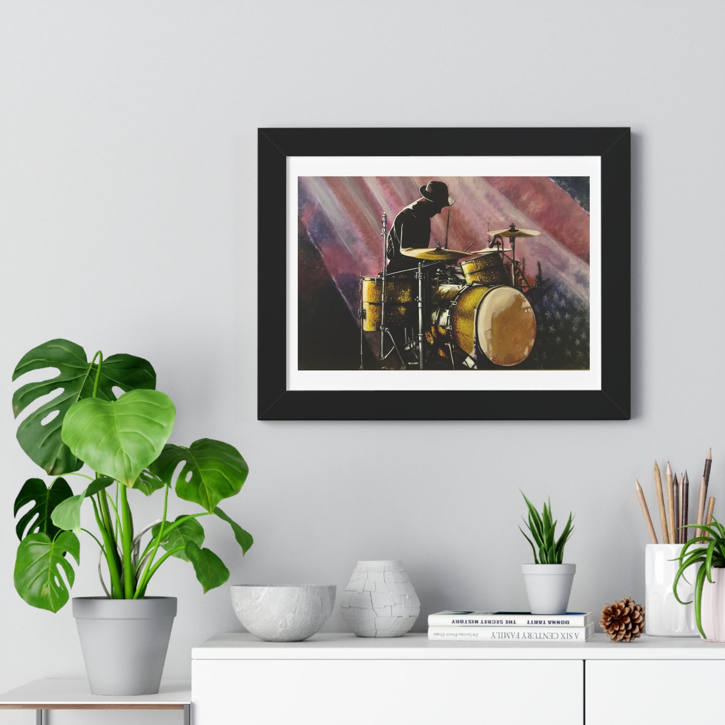 Framed Horizontal Poster, Drummer, Soul Music Collection