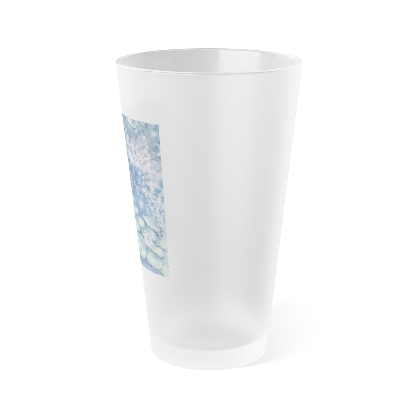 Frosted Pint Glass, 16oz, Water Lilies, FrediFreds Home Collection
