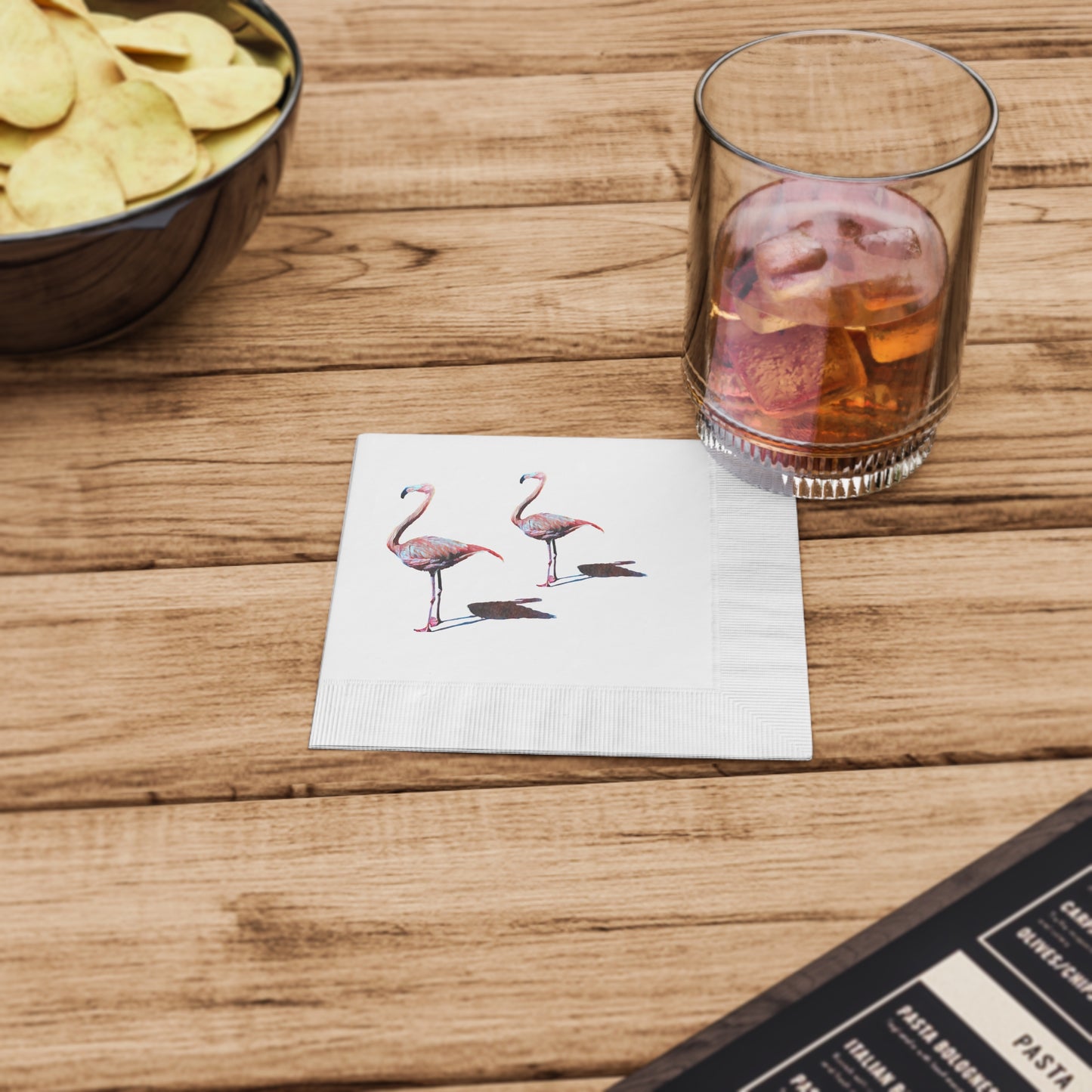 White Coined Napkins, Flamingo, Beachwalker Club Collection