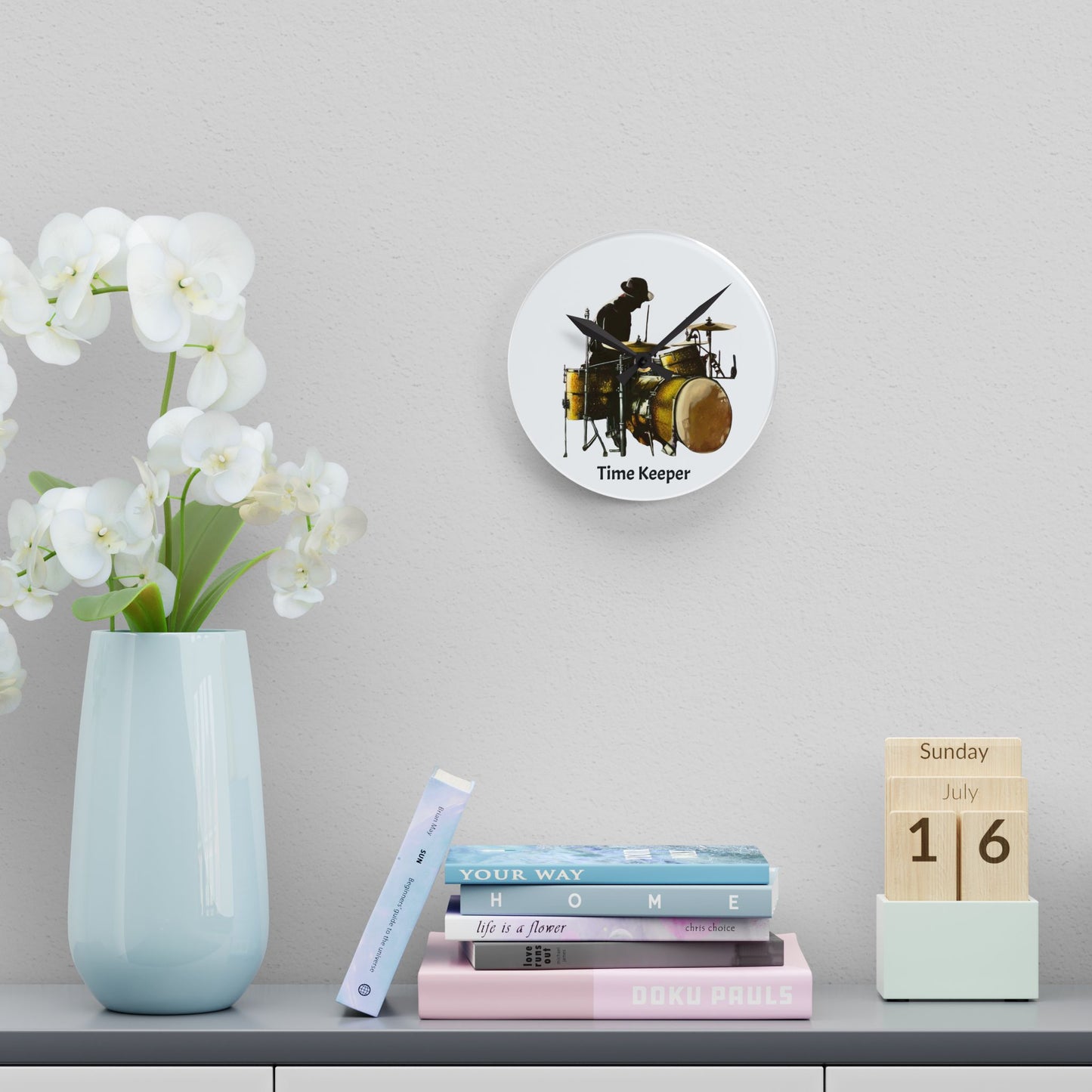 Acrylic Wall Clock, Time Keeper, Drummer, Soul Music Collection