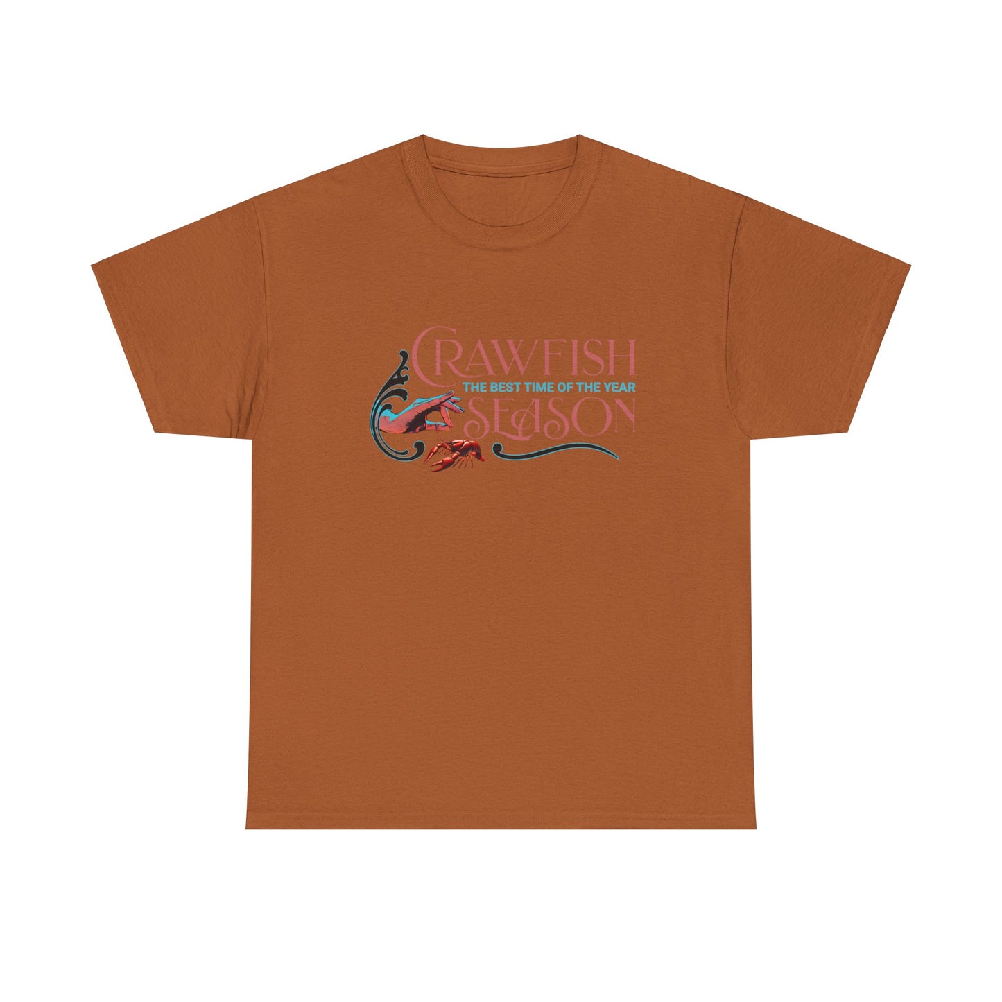 Unisex Heavy Cotton Tee, Crawfish Season, Life on the Bayou Collection