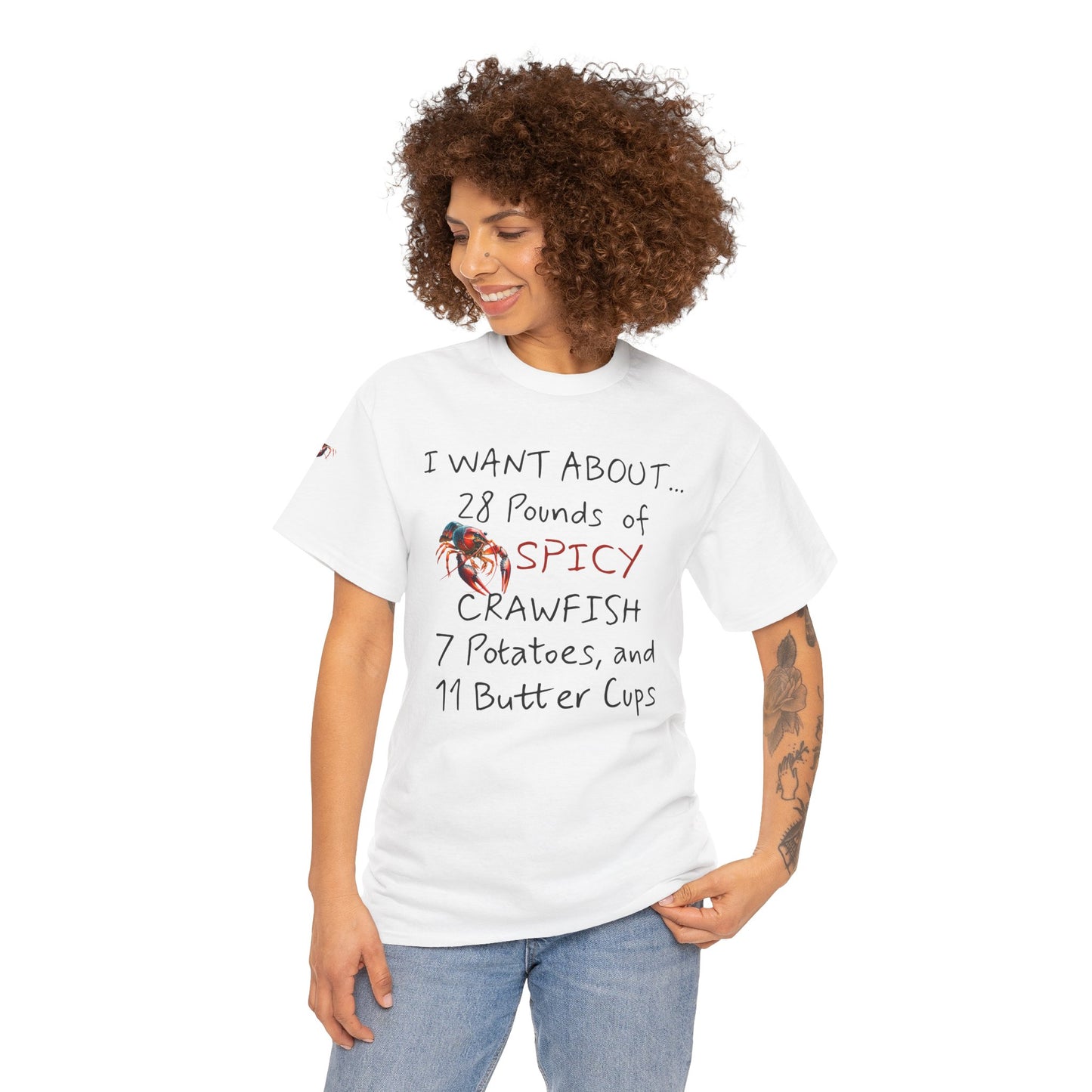 Unisex Heavy Cotton Tee, I Want About 28 Pounds of Crawfish, Humorous, Life on the Bayou Collection