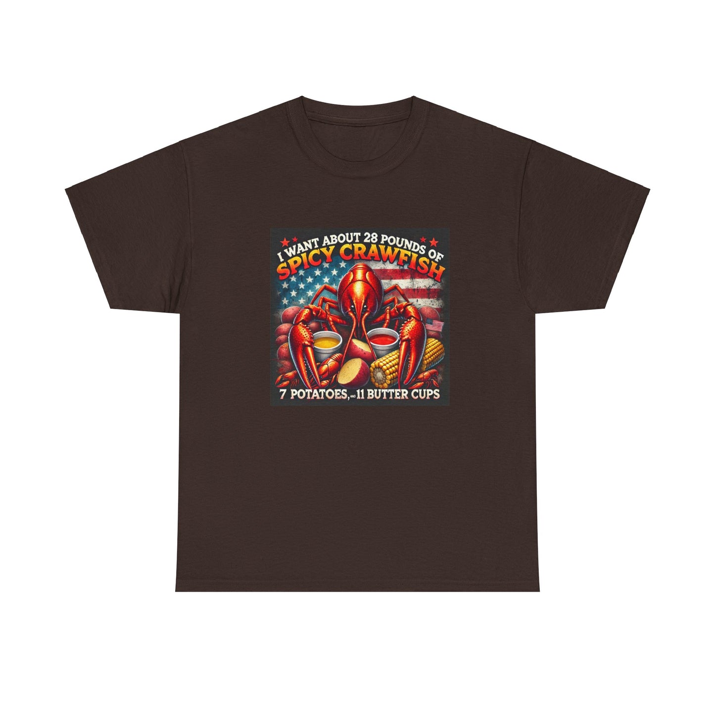Unisex Heavy Cotton Tee, Old Glory and Crawfish, Crawfish Season and Life on the Bayou Collection