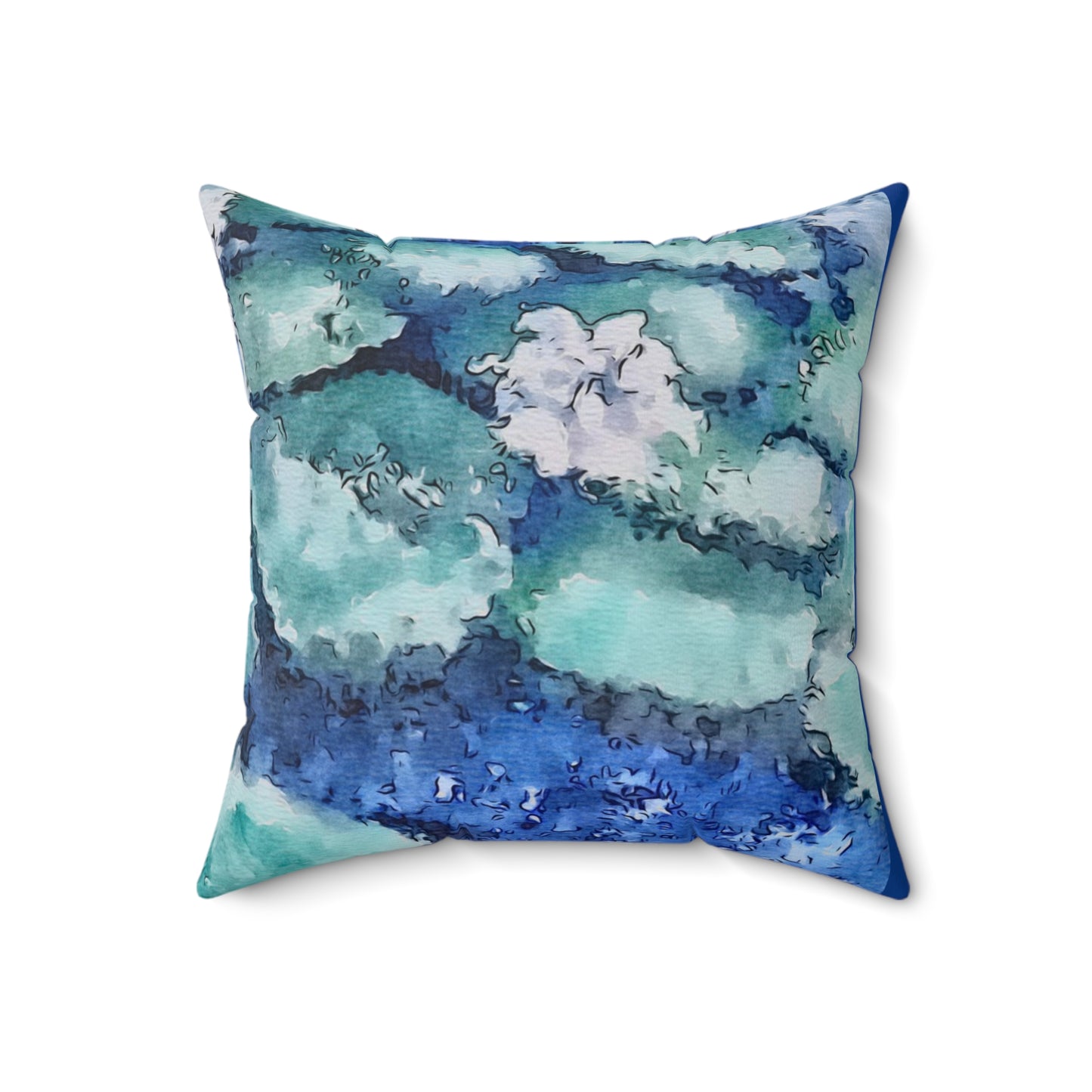 Spun Polyester Square Pillow, Water Lilies, FrediFreds Home Collection
