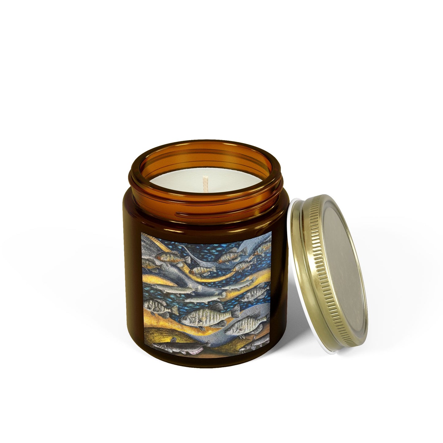 Scented Candles, Coconut Apricot Wax (4oz, 9oz), Manly Man's Candle, Fishing Themed, Honey Hole, FrediFreds Home Collection