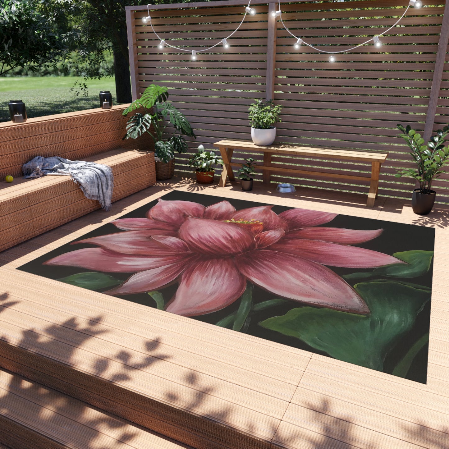 Outdoor Rug, Lotus Pink Midnight, Artsy, FrediFreds Home Collection