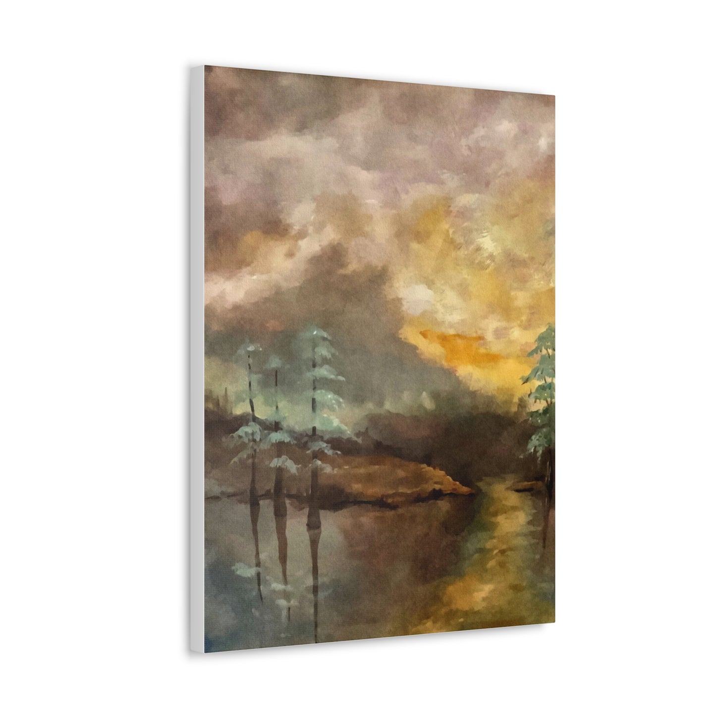Canvas Gallery Wraps, Moon Lake Watercolor, FrediFreds Home Collection