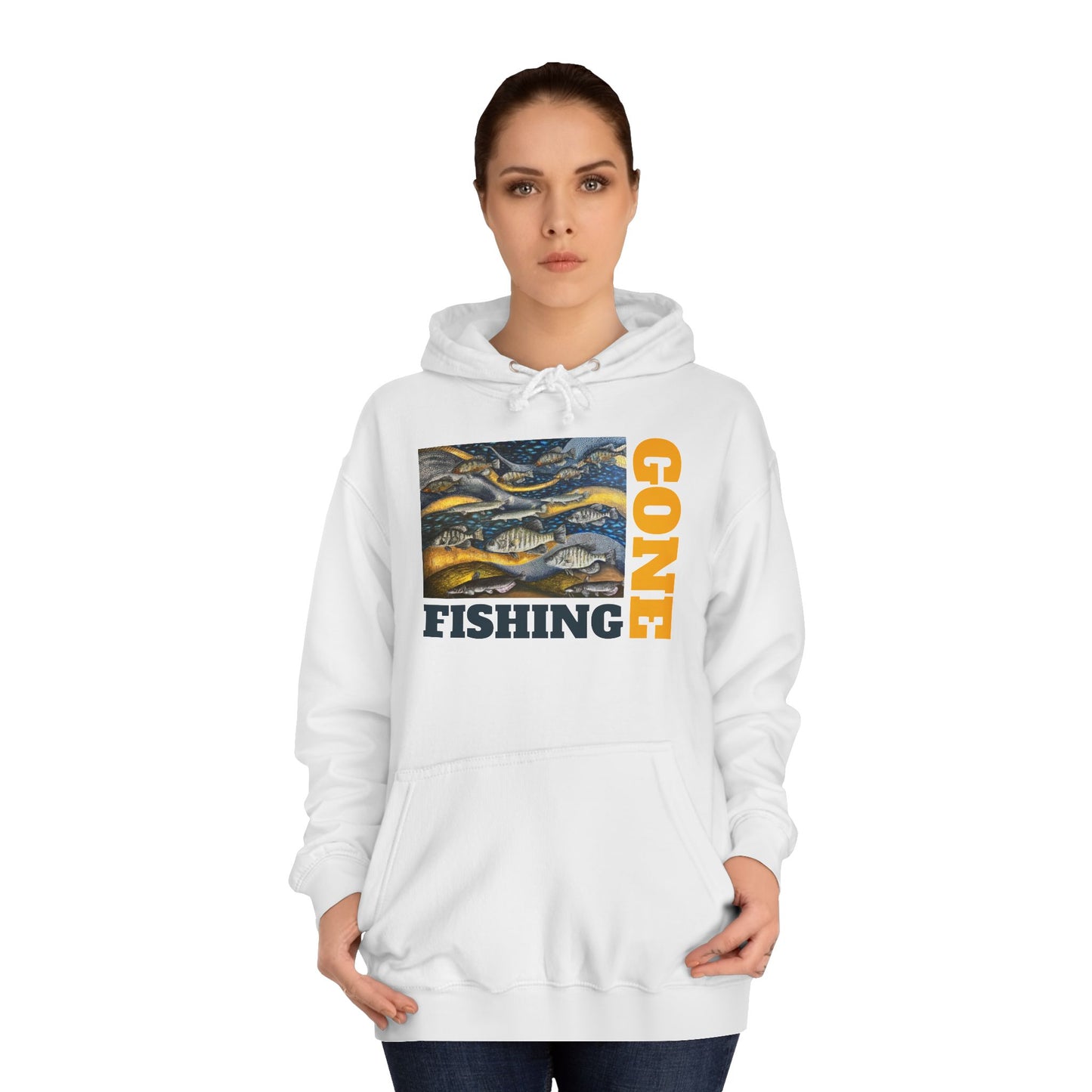 Unisex College Hoodie, Gone Fishing, FrediFreds Home Collection