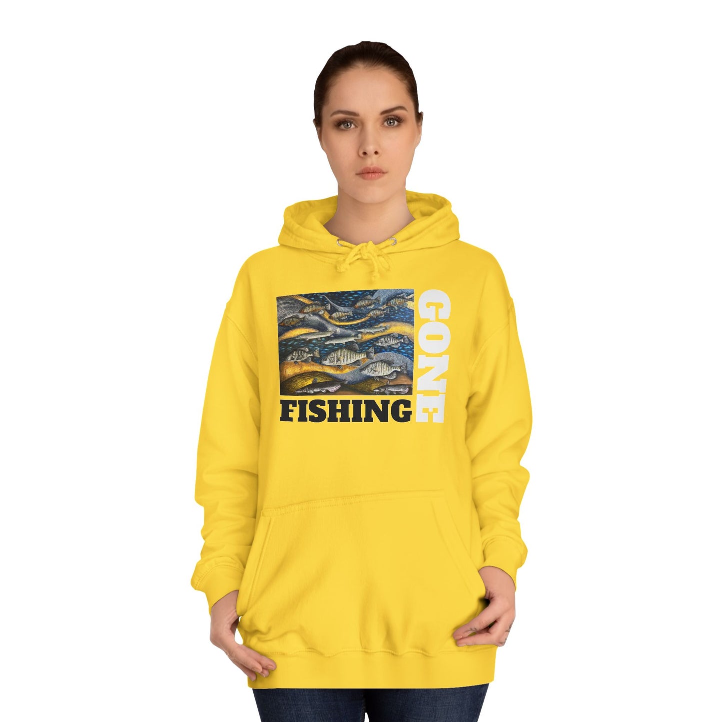 Unisex College Hoodie, Gone Fishing, FrediFreds Home Collection