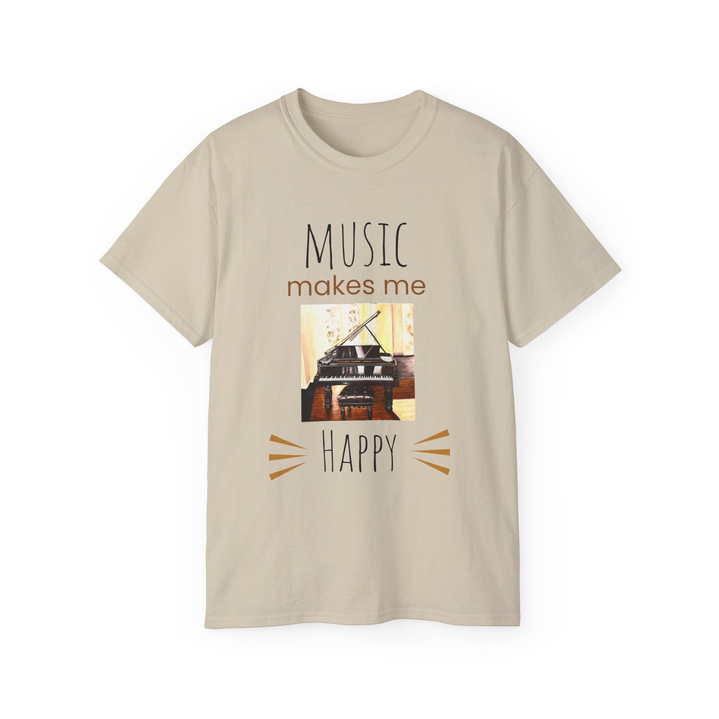 Unisex Ultra Cotton Tee, Music, Piano Artwork, Happy, Soul Music