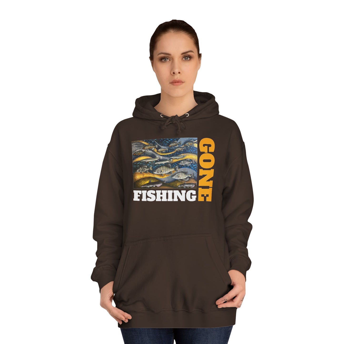 Unisex College Hoodie, Gone Fishing, FrediFreds Home Collection