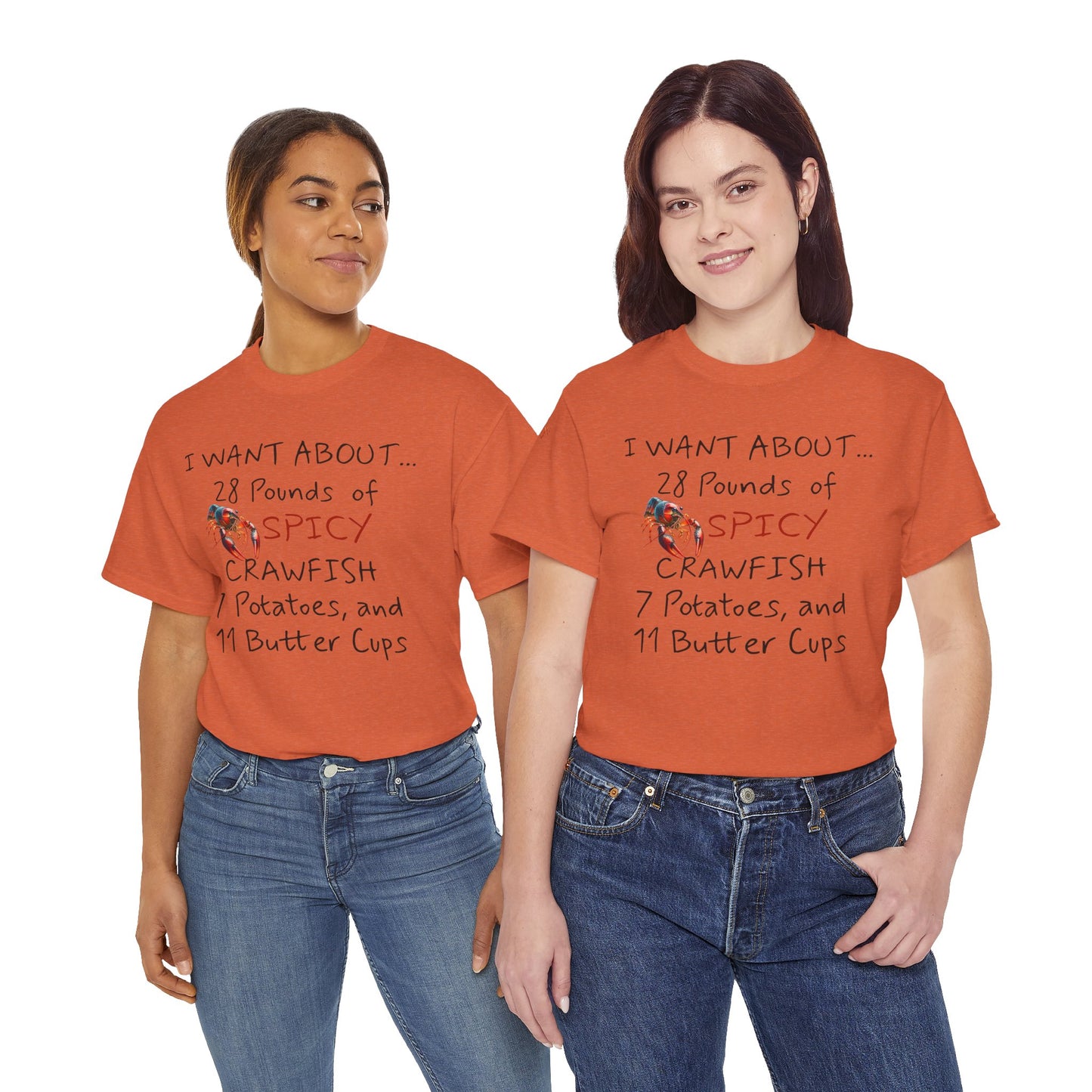 Unisex Heavy Cotton Tee, I Want About 28 Pounds of Crawfish, Humorous, Life on the Bayou Collection