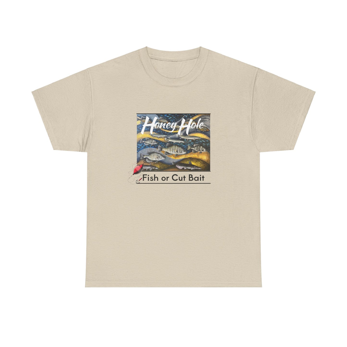 Unisex Heavy Cotton Tee, Honey Hole, Fishing Art, FrediFreds Home Collection