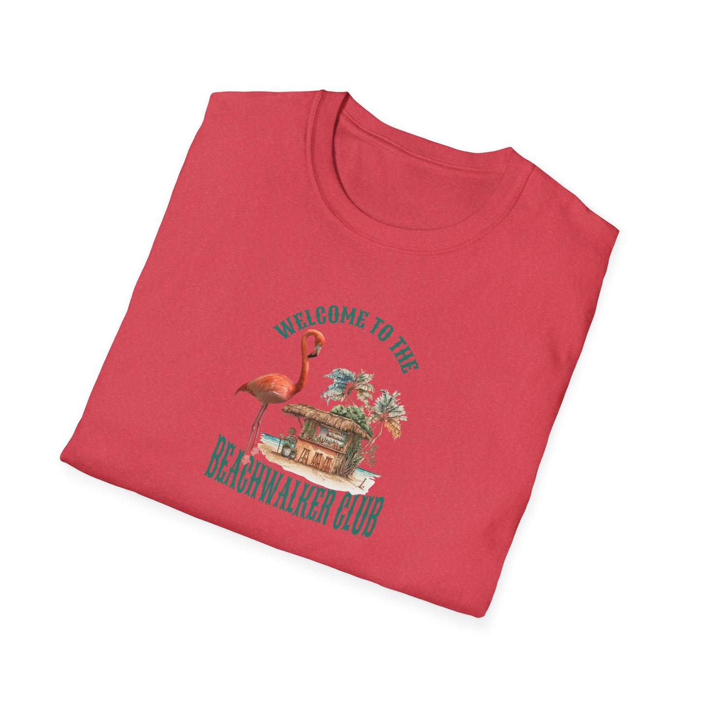 Flamingo Beachwalker Unisex Softstyle T-Shirt, Salt Life & Sunsets Design, Gift Idea, Souvenir, Stylish Tee, Beachwalker Club Collection