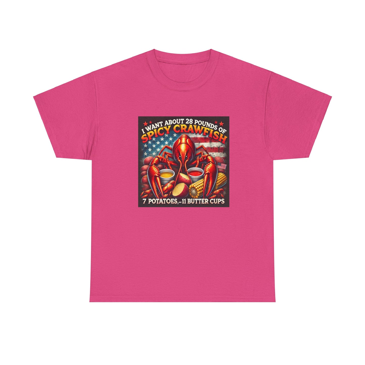 Unisex Heavy Cotton Tee, Old Glory and Crawfish, Crawfish Season and Life on the Bayou Collection
