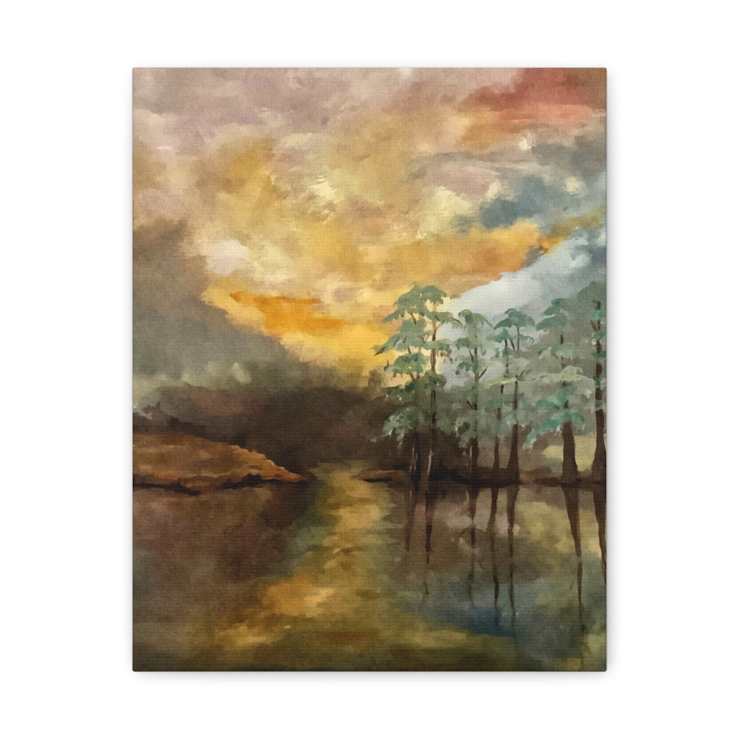 Canvas Gallery Wraps, Moon Lake Watercolor, FrediFreds Home Collection