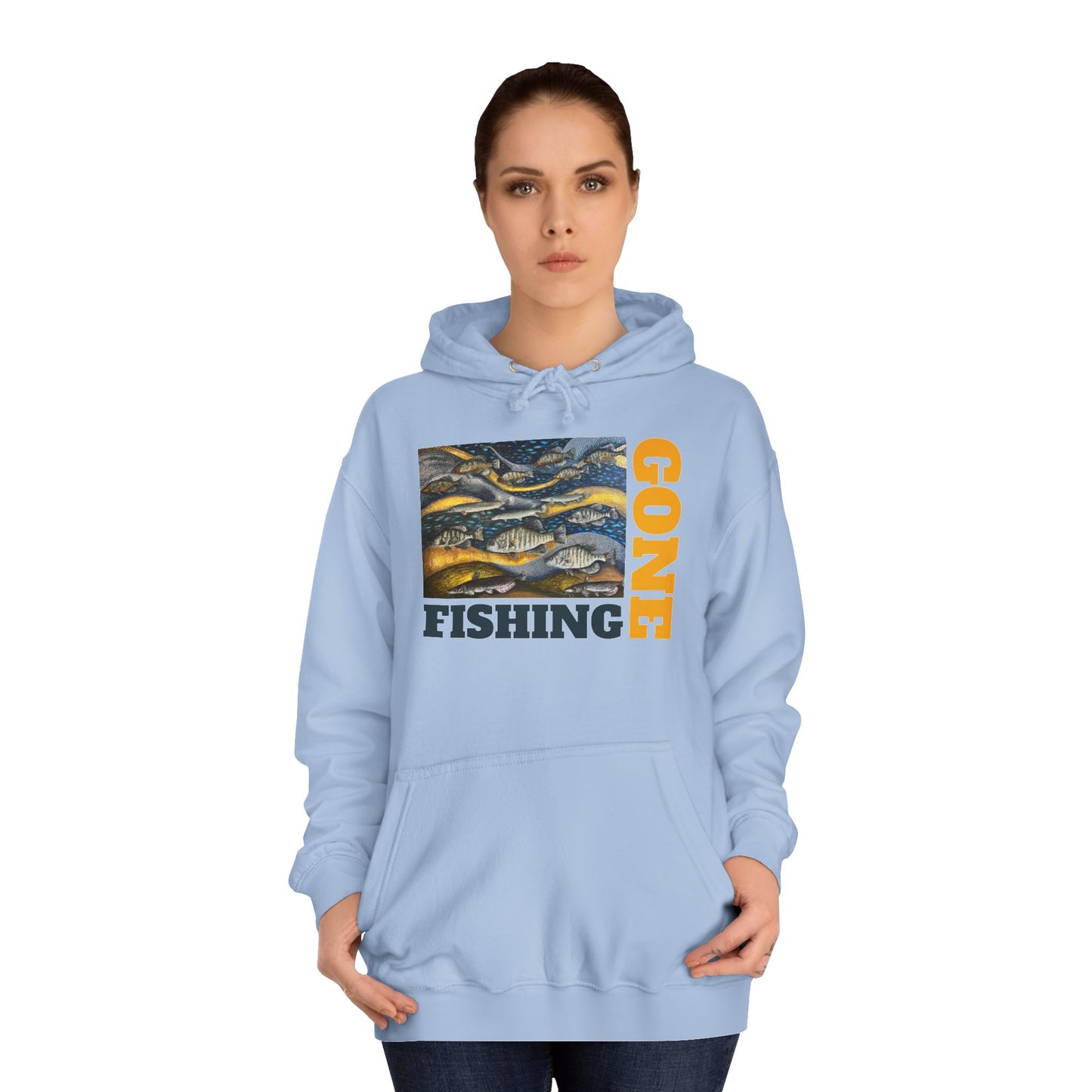 Unisex College Hoodie, Gone Fishing, FrediFreds Home Collection