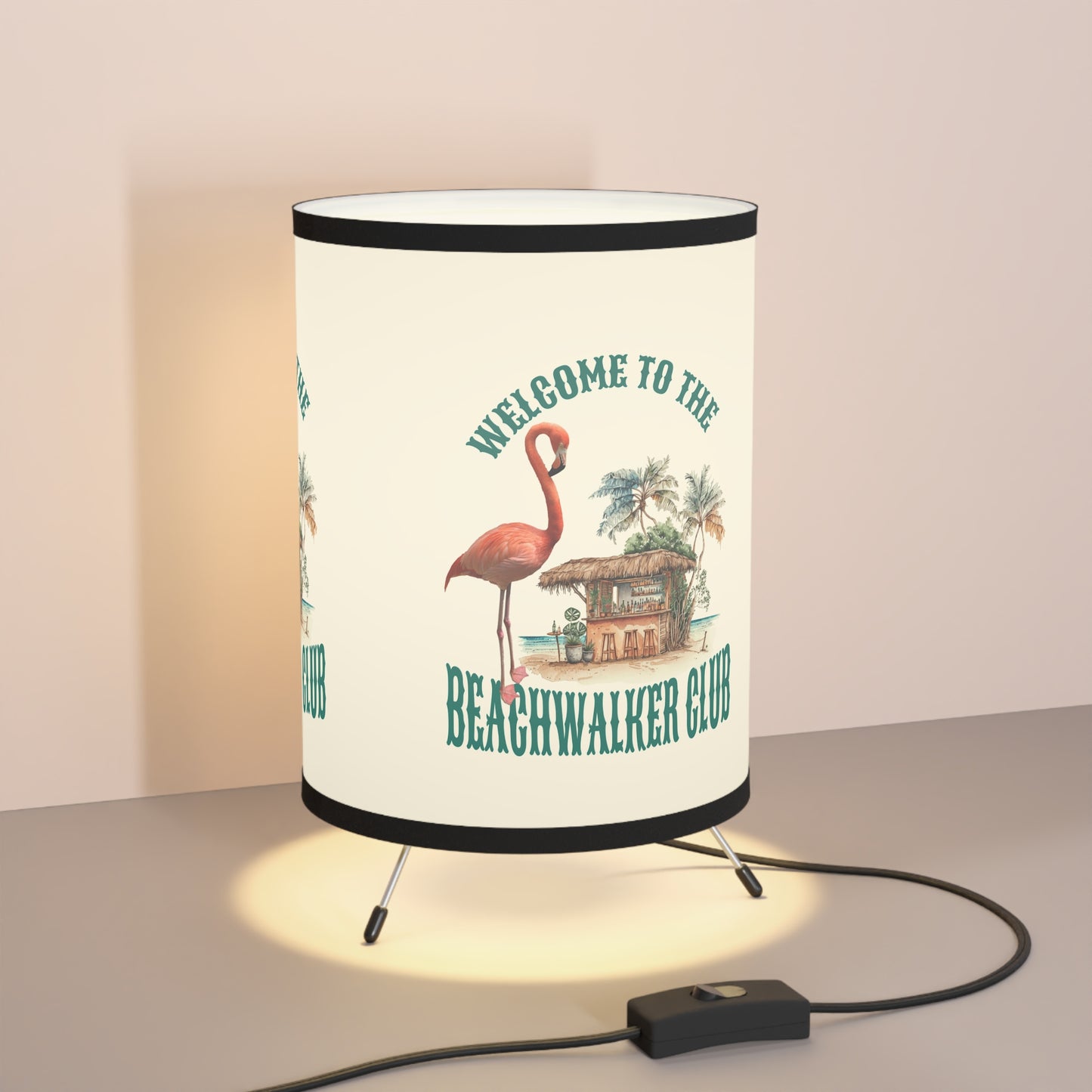 Tripod Lamp with High-Res Printed Shade, US\CA plug, Beachwalker Club Collections