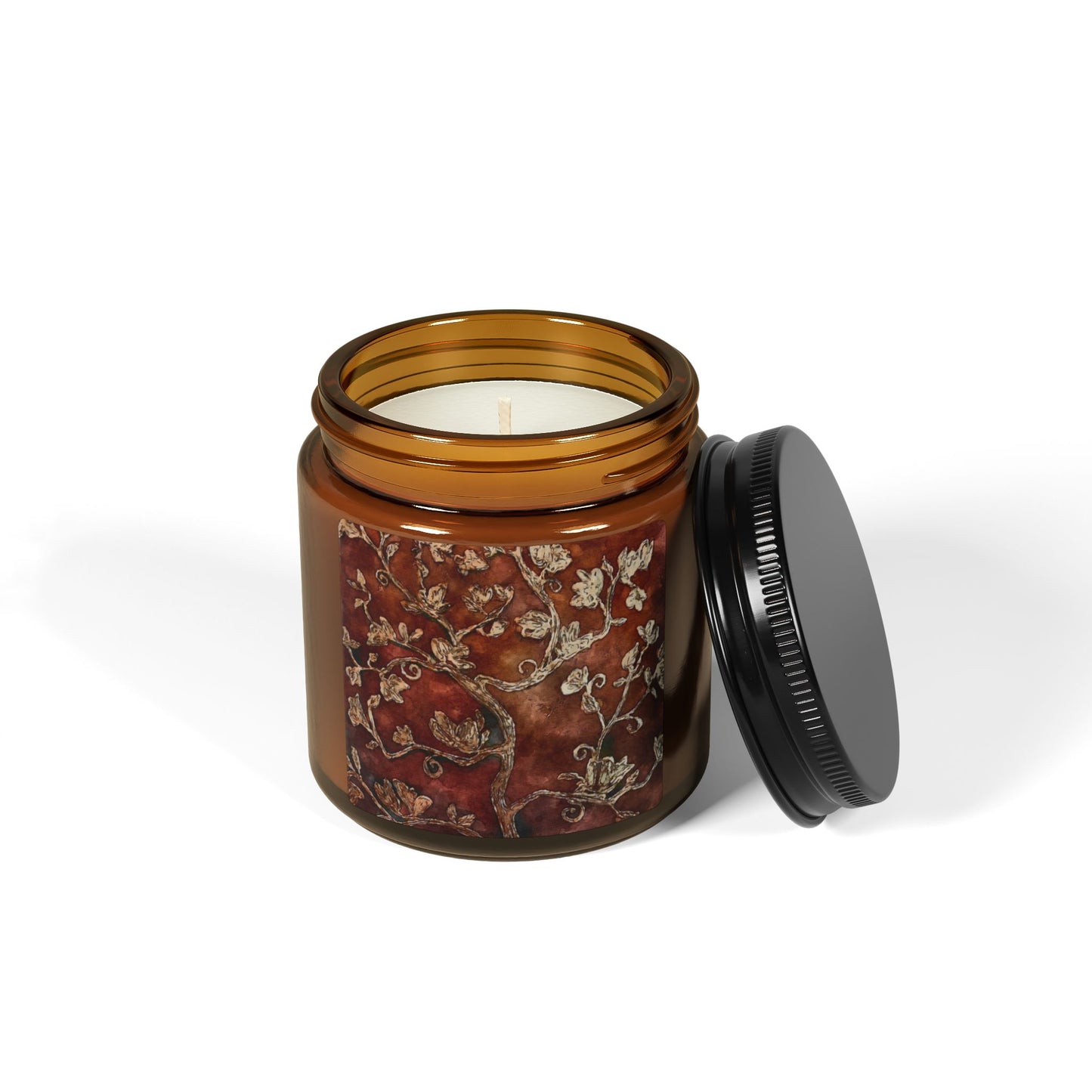 Scented Soy Candle (Multi-Size, Amber Jar), Tree of Life, Original Artwork, FrediFreds Home Collection