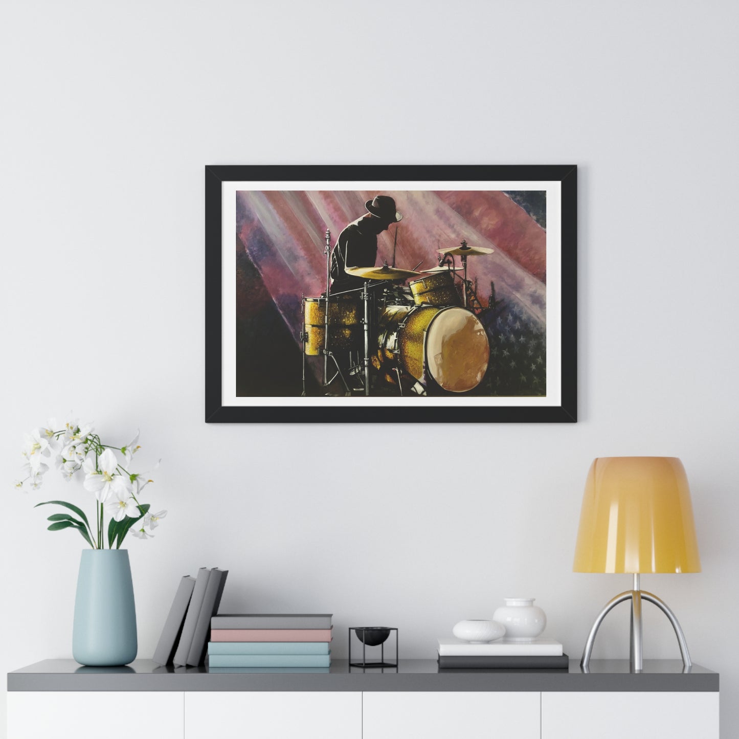 Framed Horizontal Poster, Drummer, Soul Music Collection