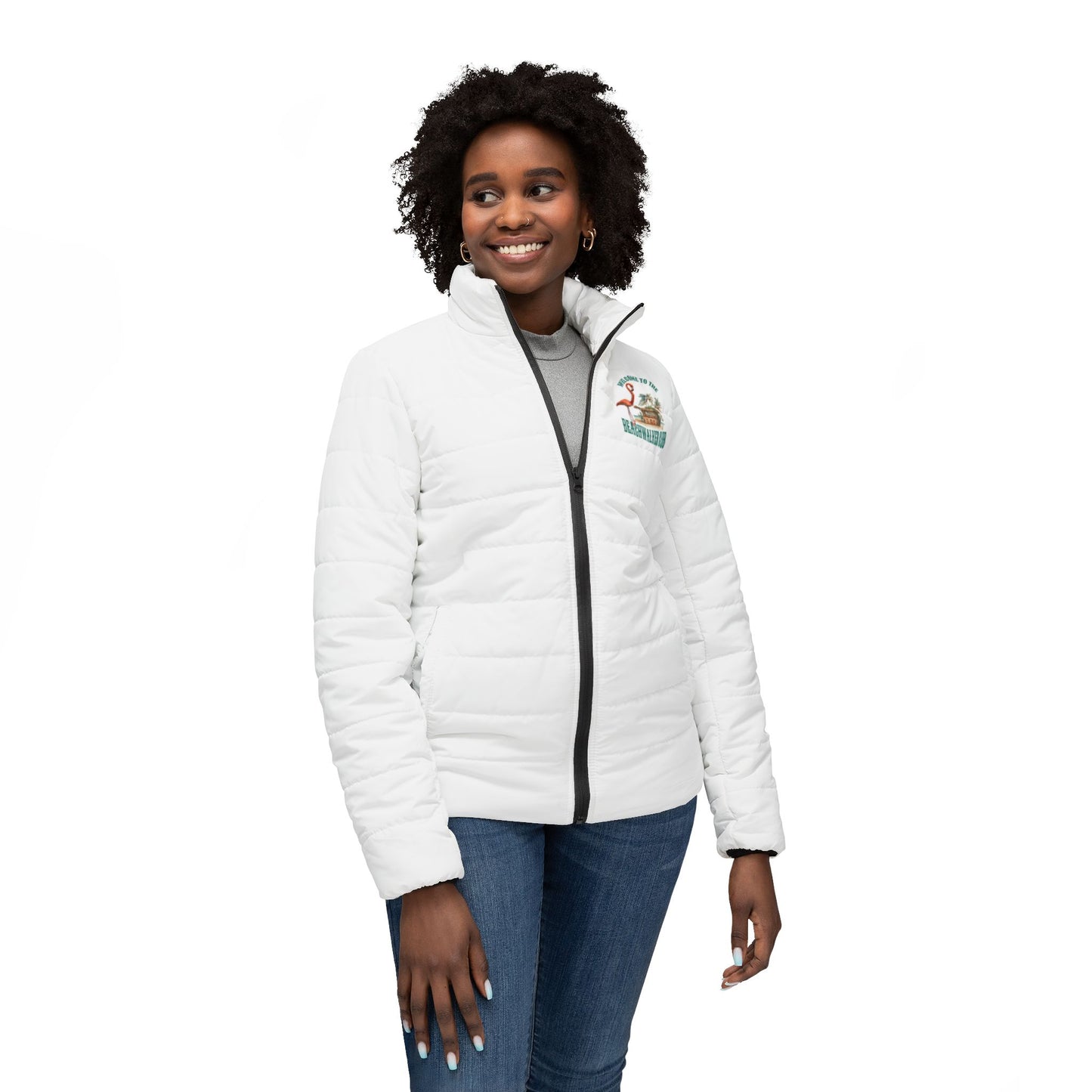 Women’s Puffer Jacket (AOP), Coastal, Beachwalker Club Collection