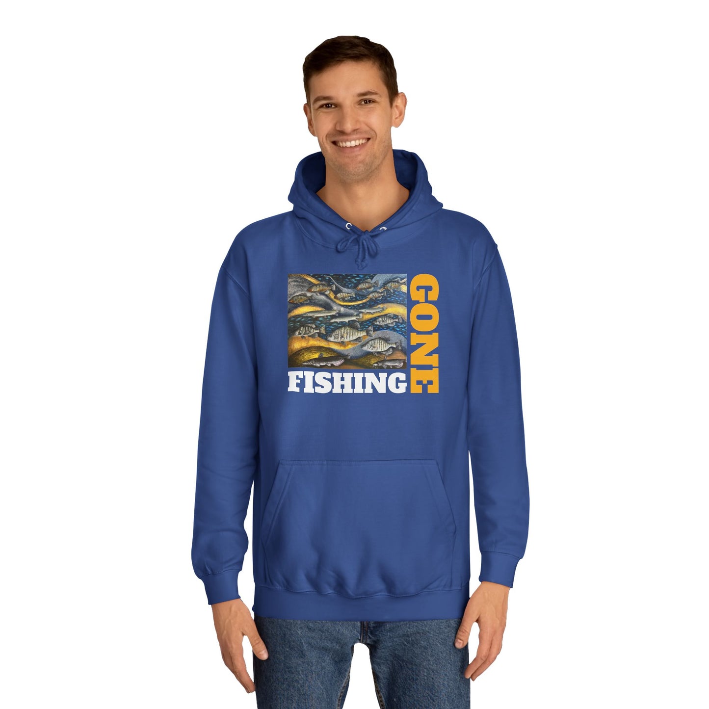 Unisex College Hoodie, Gone Fishing, FrediFreds Home Collection