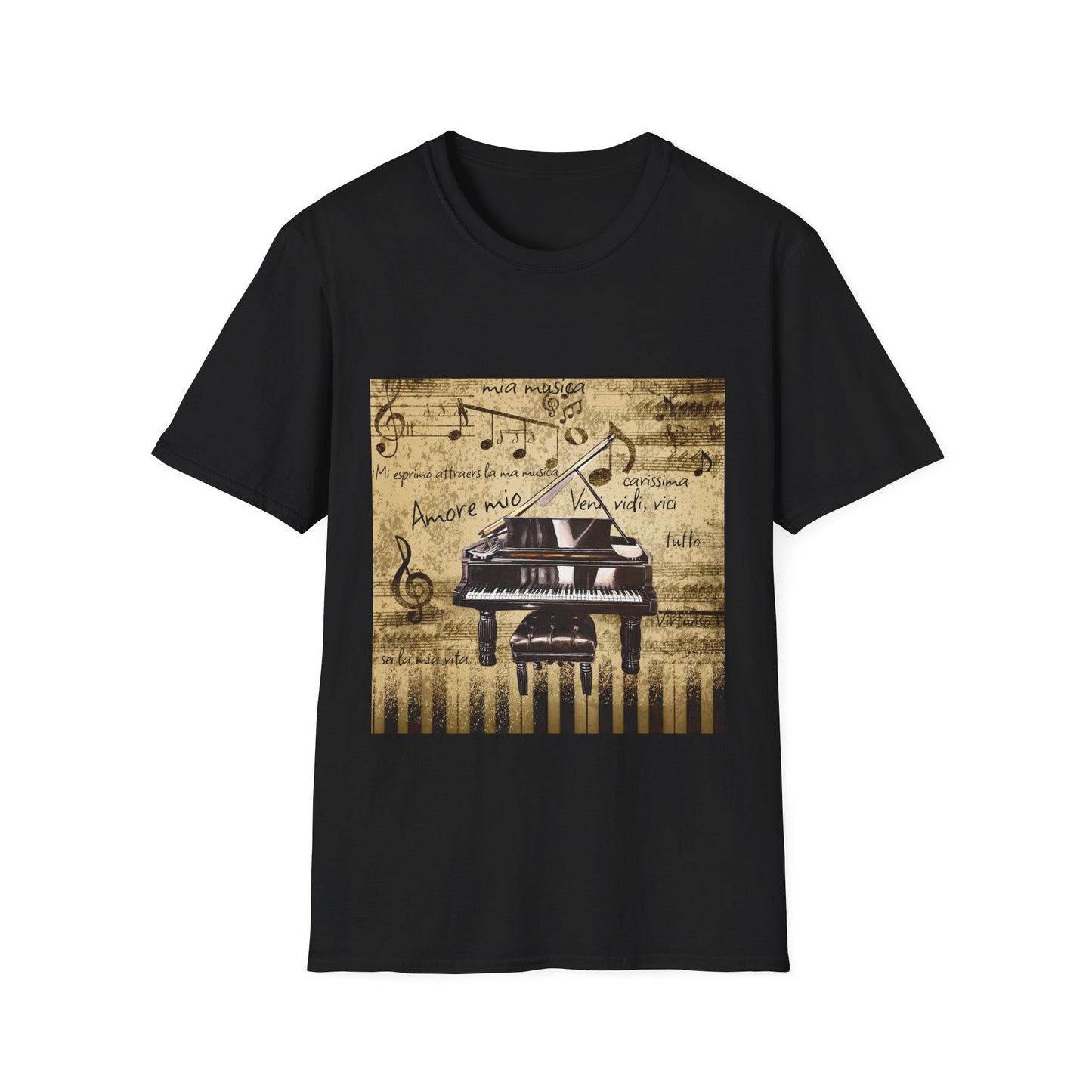 Unisex Softstyle T-Shirt, Pianist, Love Notes, Soul Music