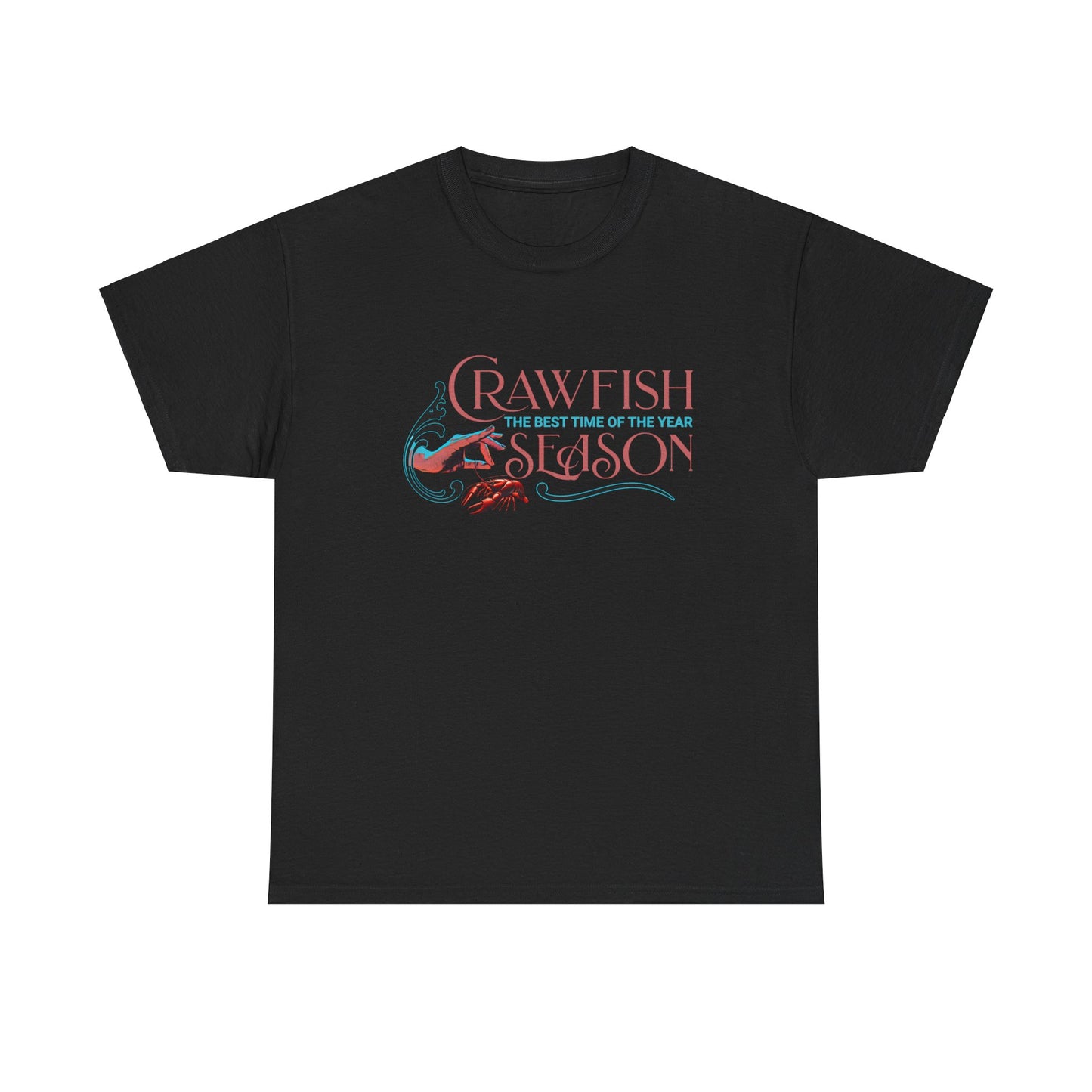 Unisex Heavy Cotton Tee, Crawfish Season, Life on the Bayou Collection
