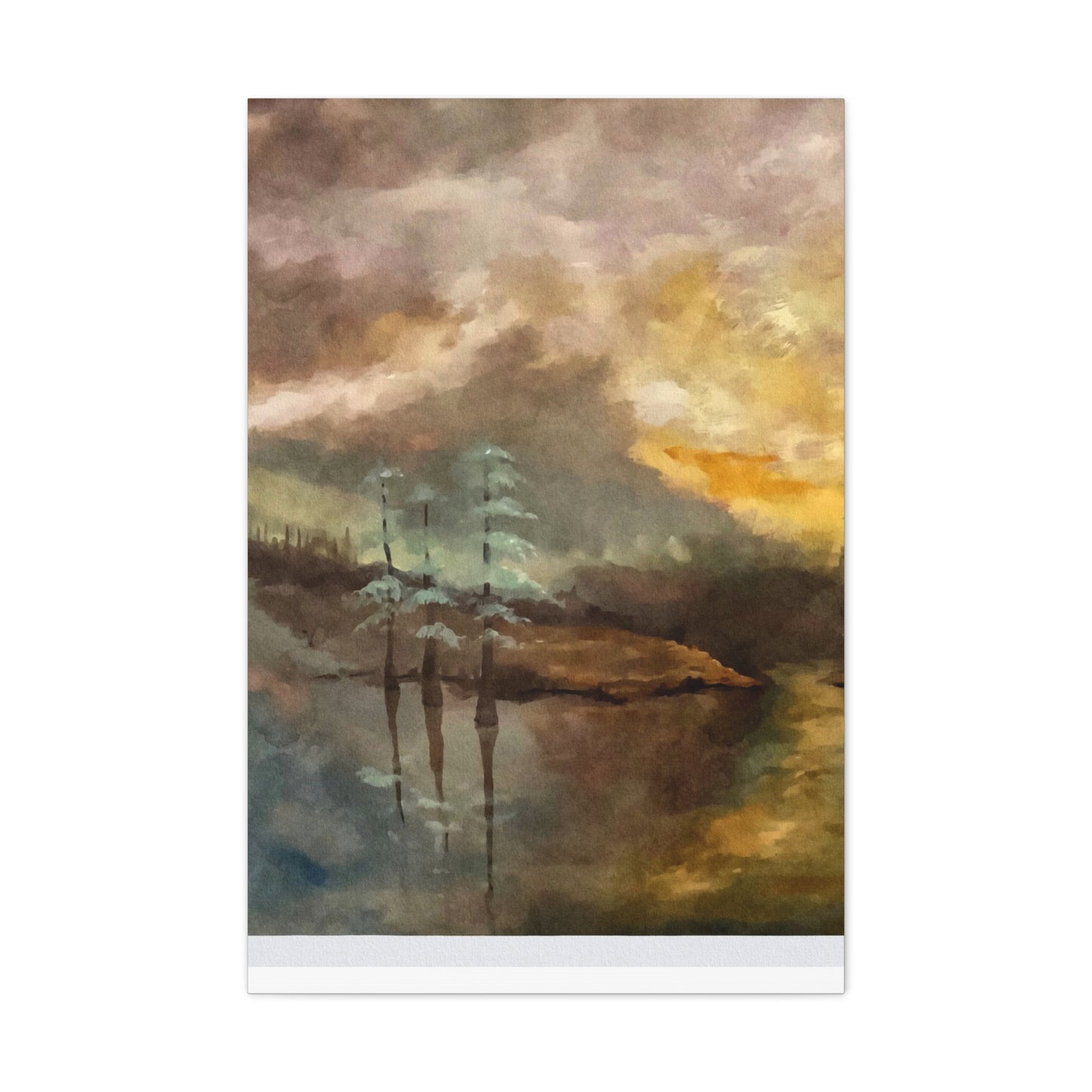 Canvas Gallery Wraps, Moon Lake Watercolor, FrediFreds Home Collection