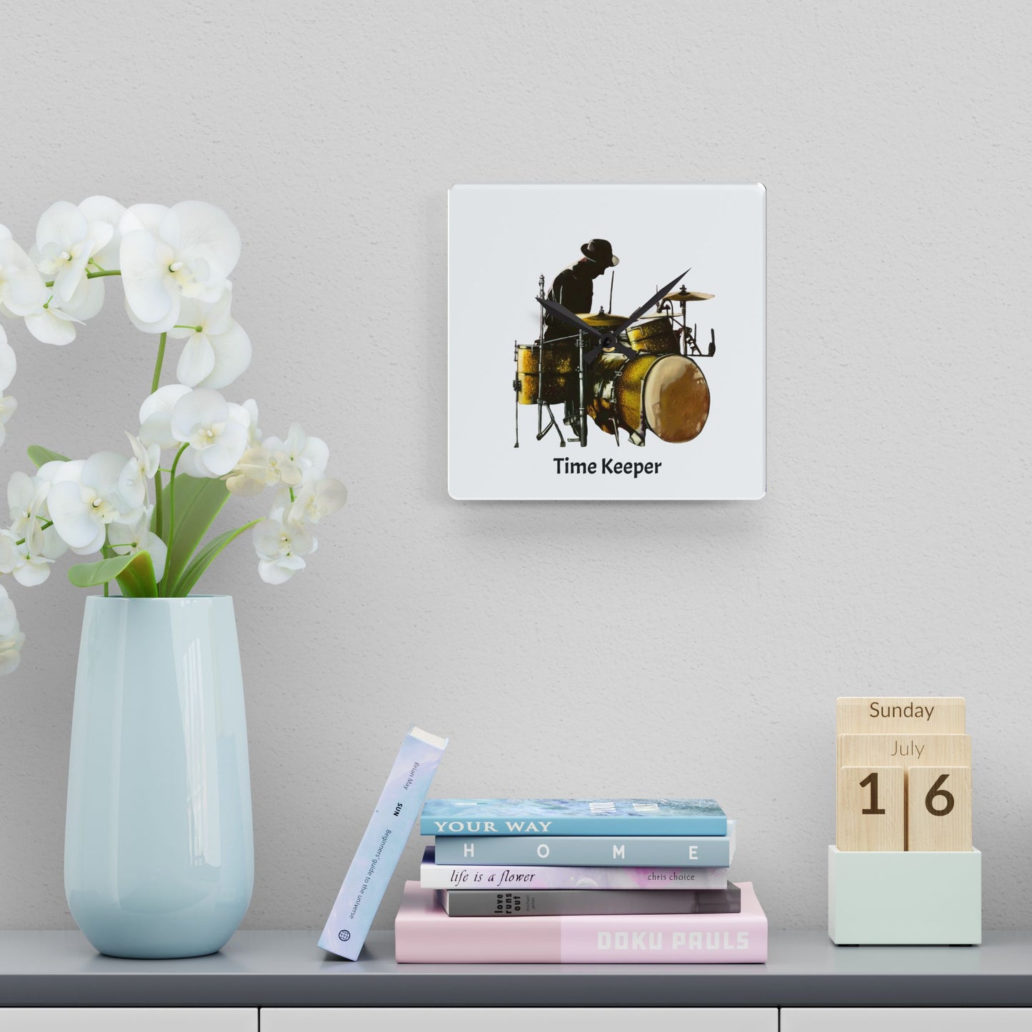 Acrylic Wall Clock, Time Keeper, Drummer, Soul Music Collection