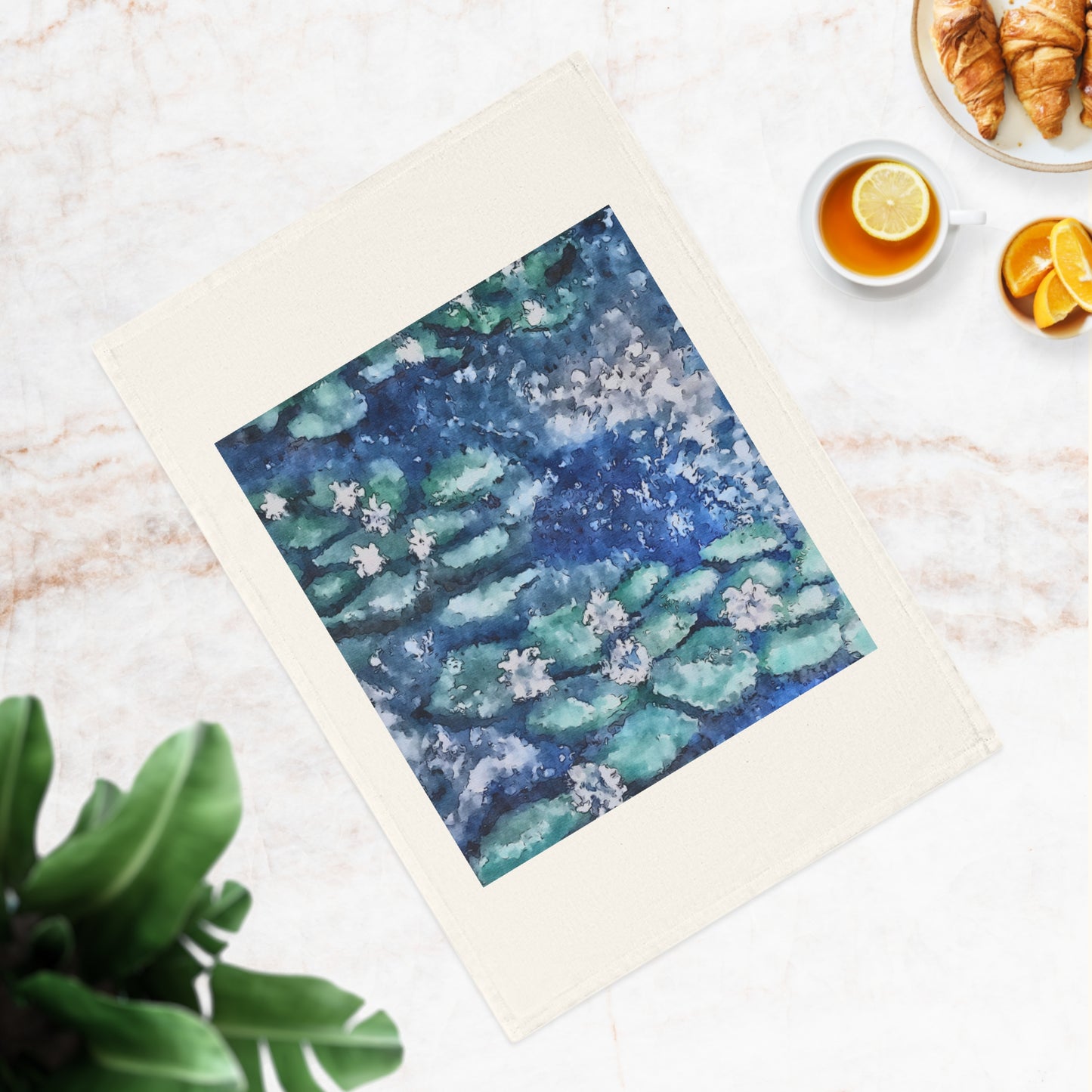 Cotton Tea Towel, Water Lilies, FrediFreds Home Collection
