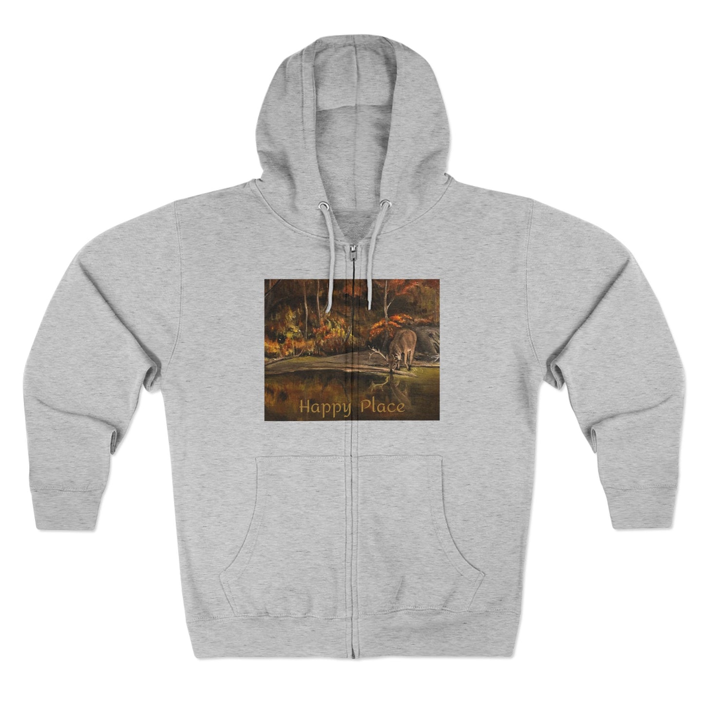 Unisex Zip Hoodie, Deer Haven Reflection