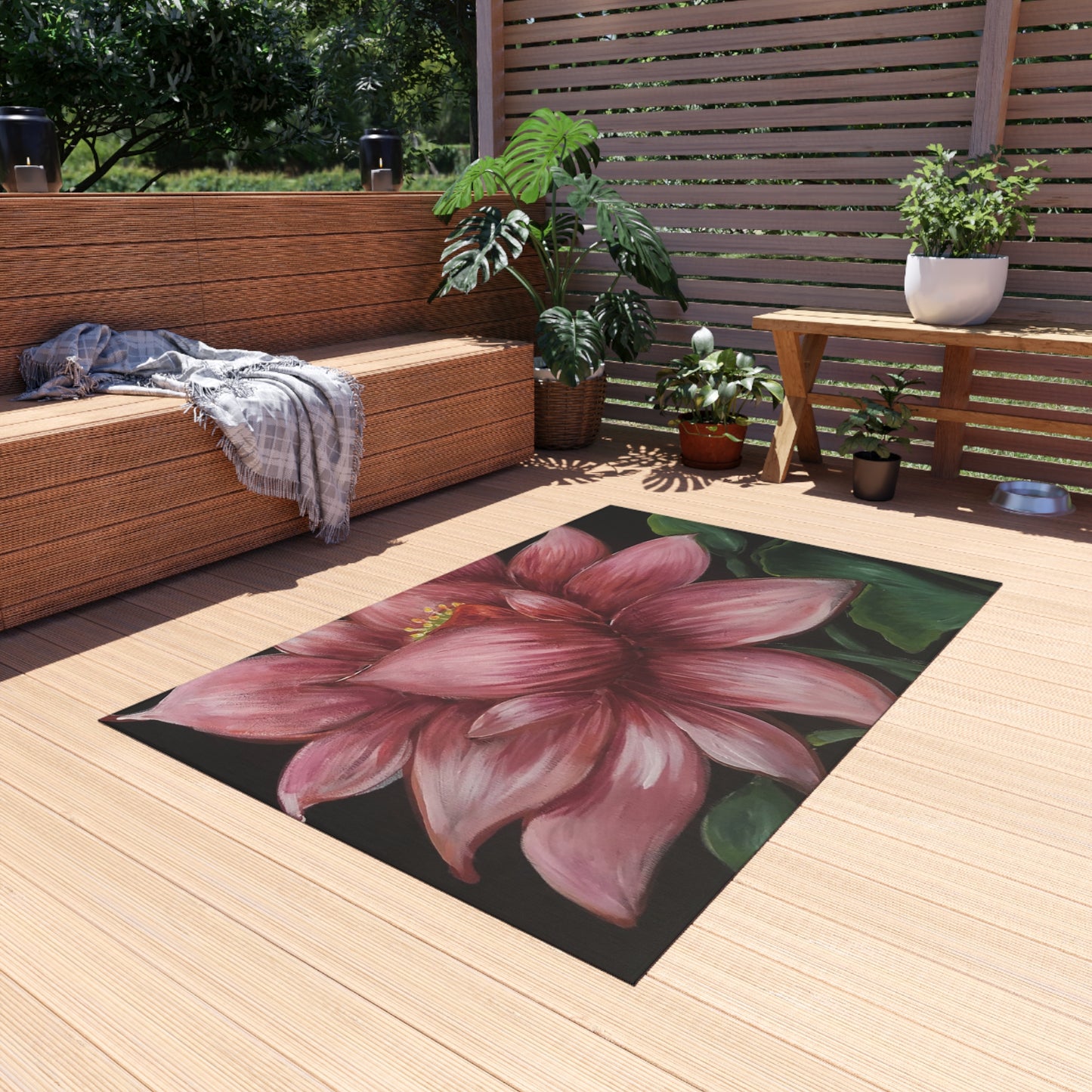 Outdoor Rug, Lotus Pink Midnight, Artsy, FrediFreds Home Collection