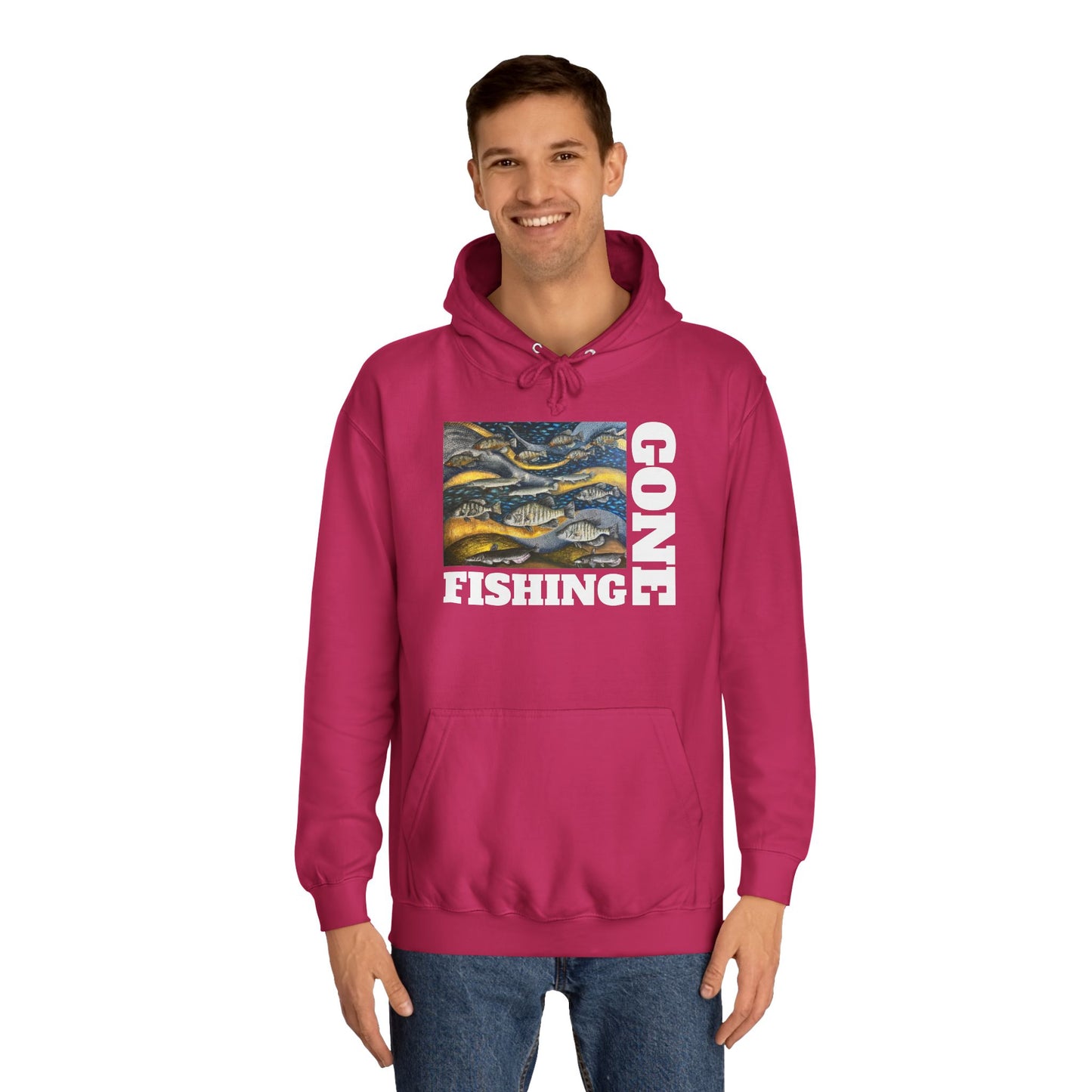 Unisex College Hoodie, Gone Fishing, FrediFreds Home Collection