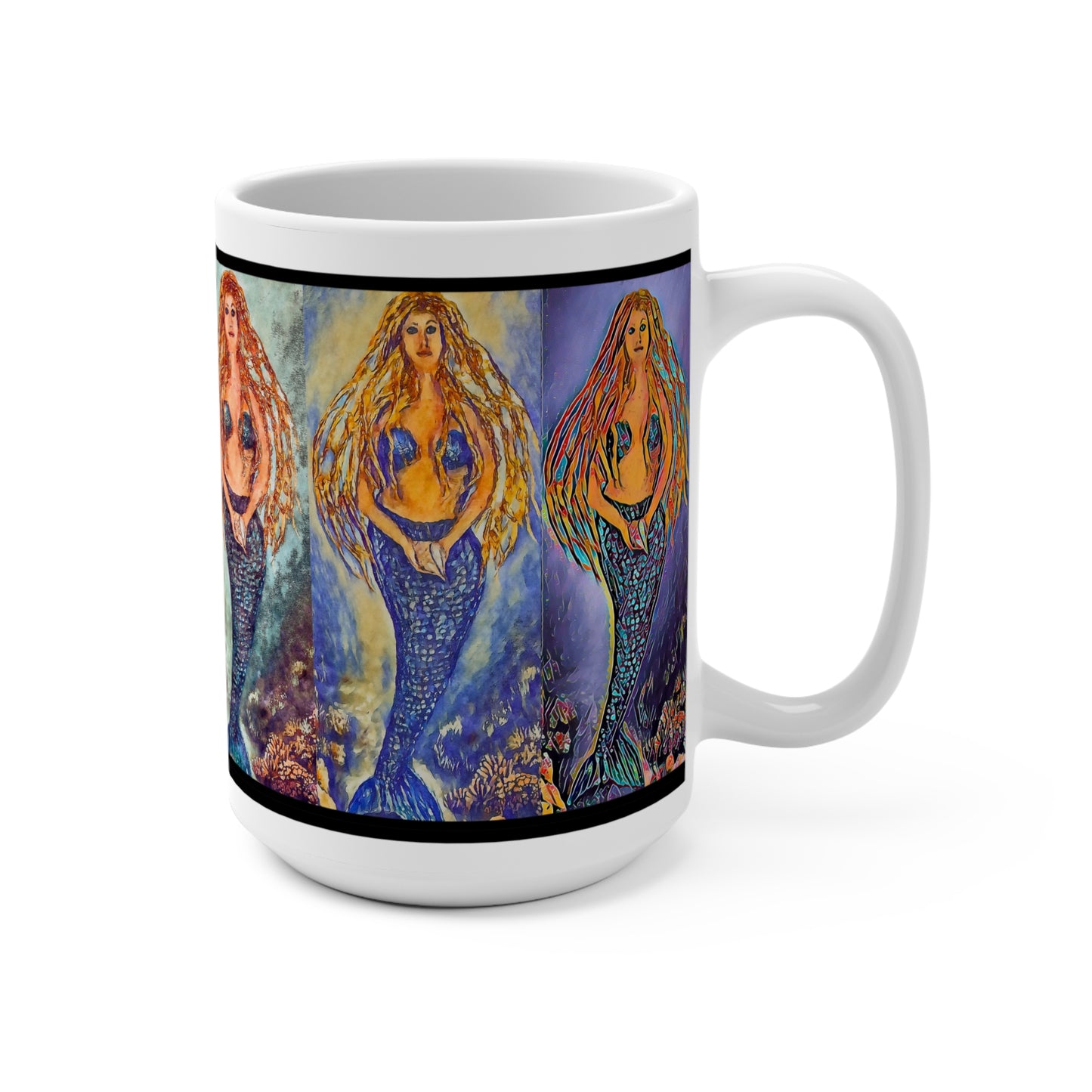 Mug 15oz, Mermaid Art, Whimsical, Iva by the Sea