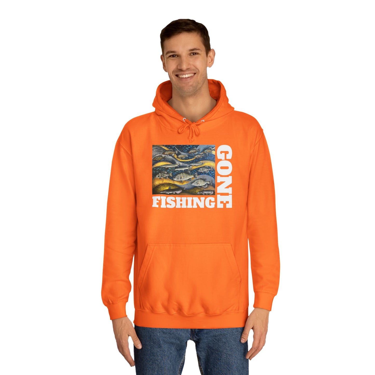 Unisex College Hoodie, Gone Fishing, FrediFreds Home Collection