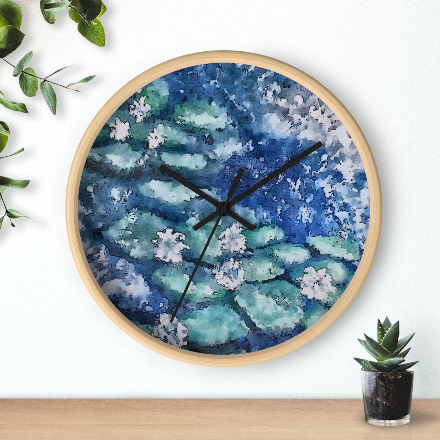 Wall Clock, Water Lilies, FrediFreds Home Collections