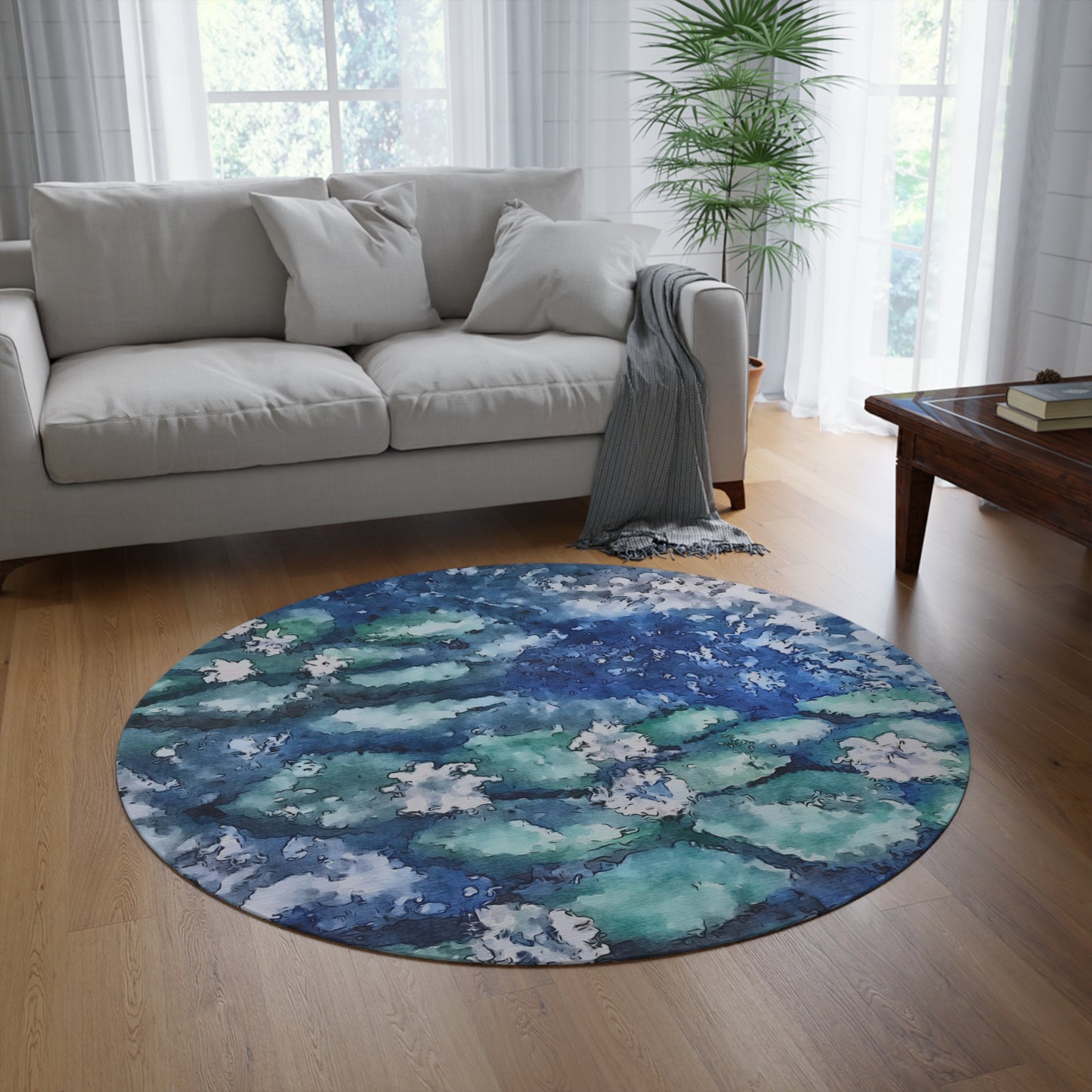 Round Rug, Water Lilies, FrediFreds Home Collection