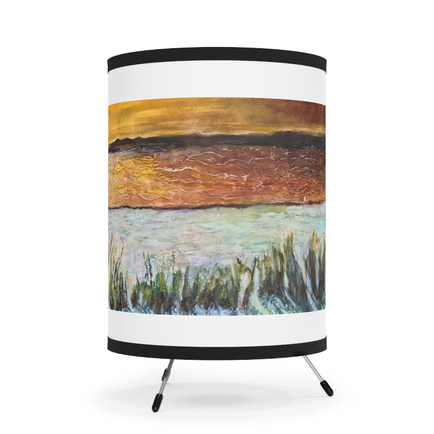 Tripod Lamp with High-Res Printed Shade, US\CA plug, Paradise at Navarre, Beachwalker Club Collection