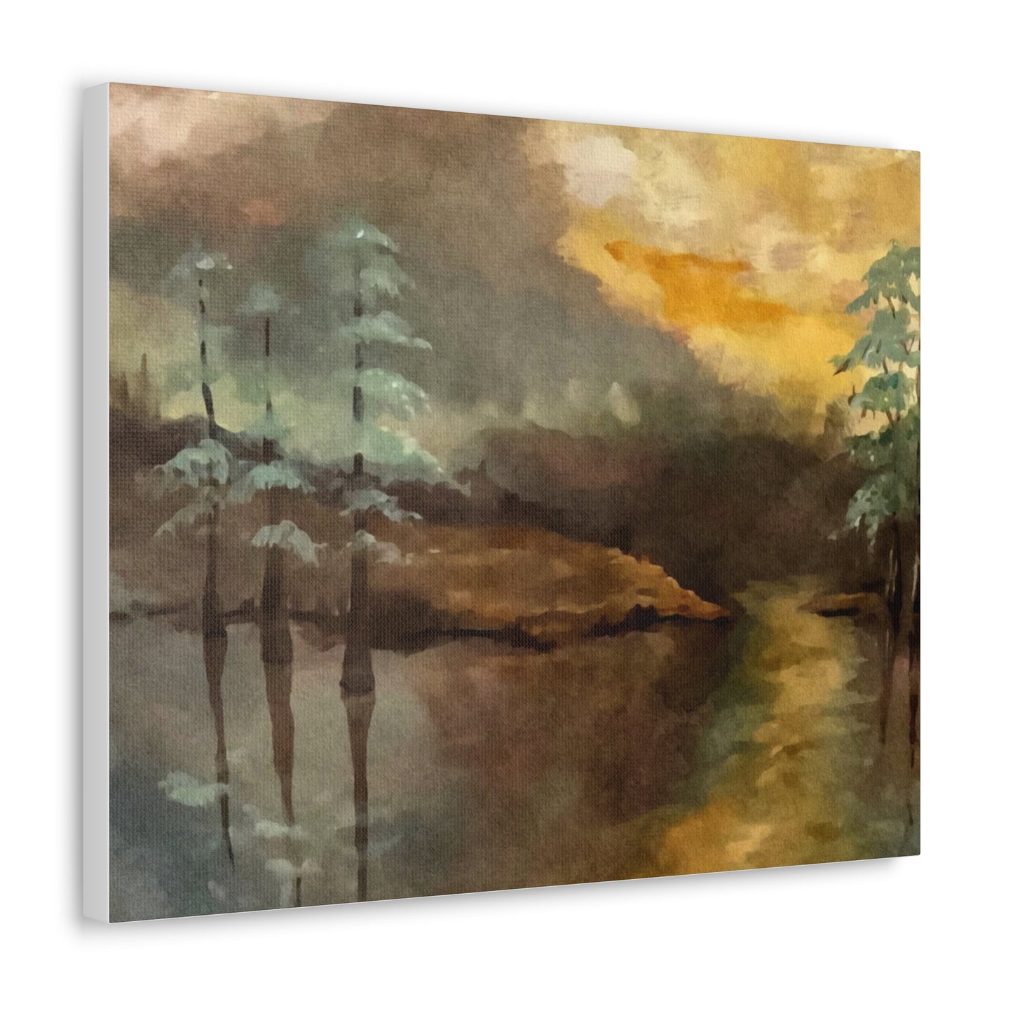 Canvas Gallery Wraps, Moon Lake Watercolor, FrediFreds Home Collection